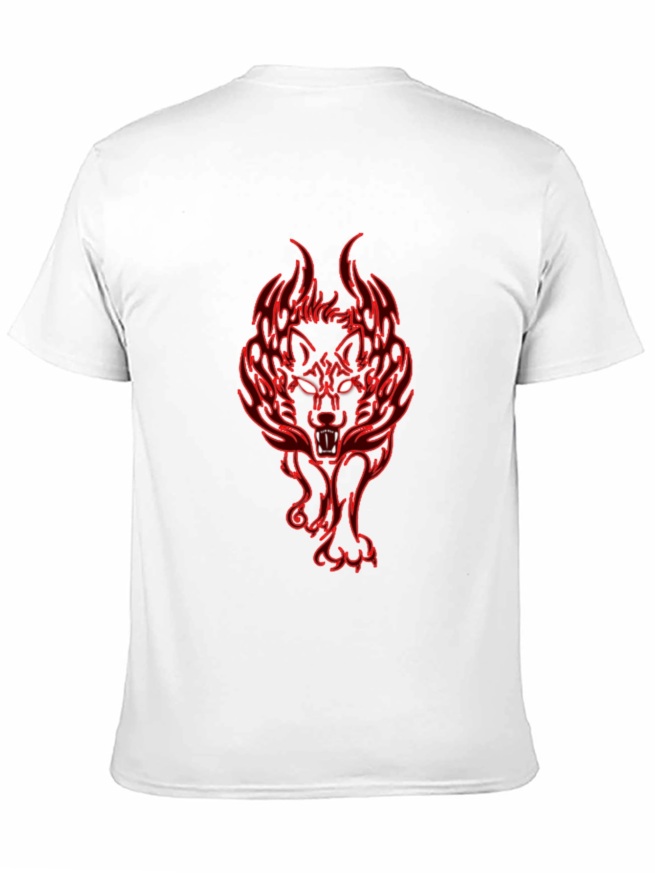 Fiery Wolf Graphic Tee - Black Cotton T-Shirt