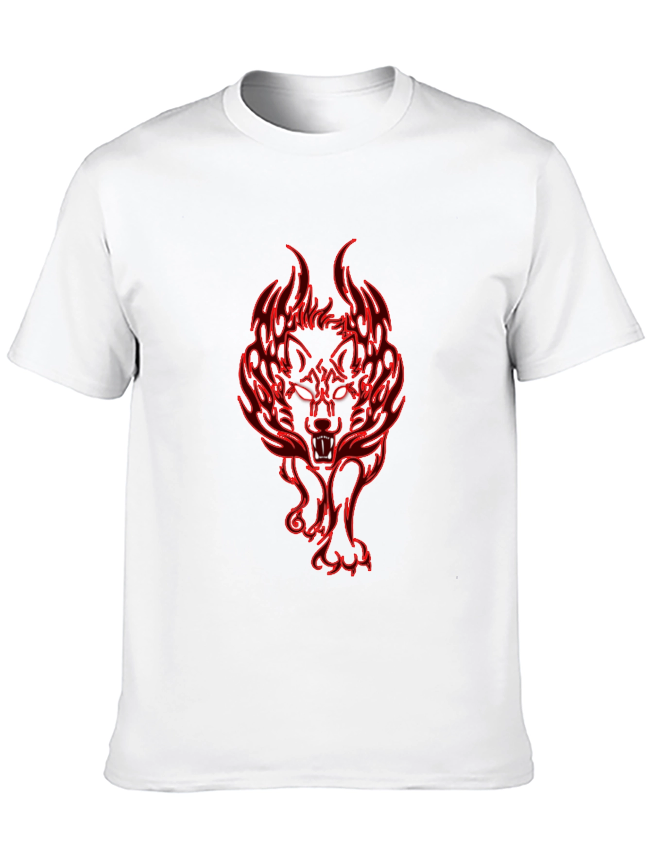 Fiery Wolf Graphic Tee - Black Cotton T-Shirt