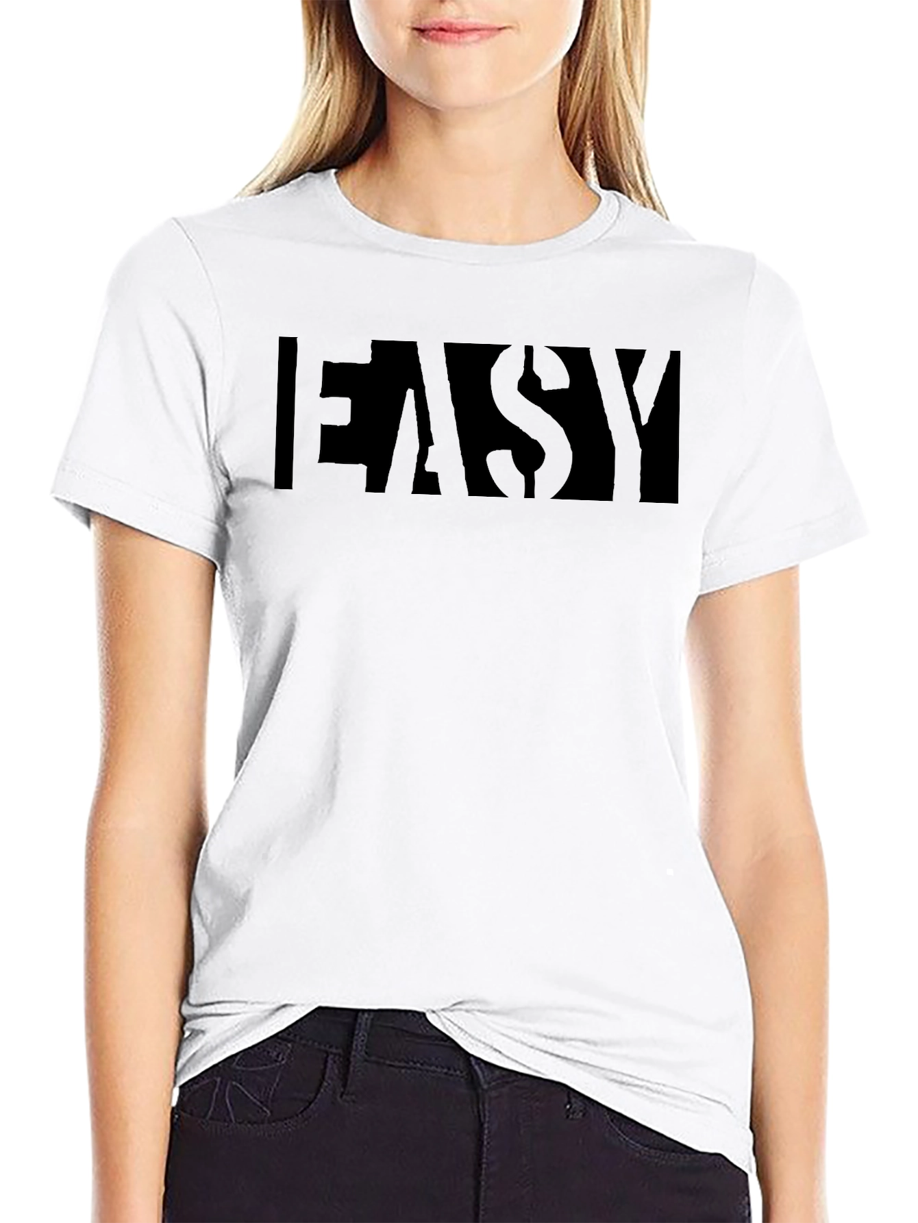 EASY Black Graphic Tee - Mens Casual T-Shirt
