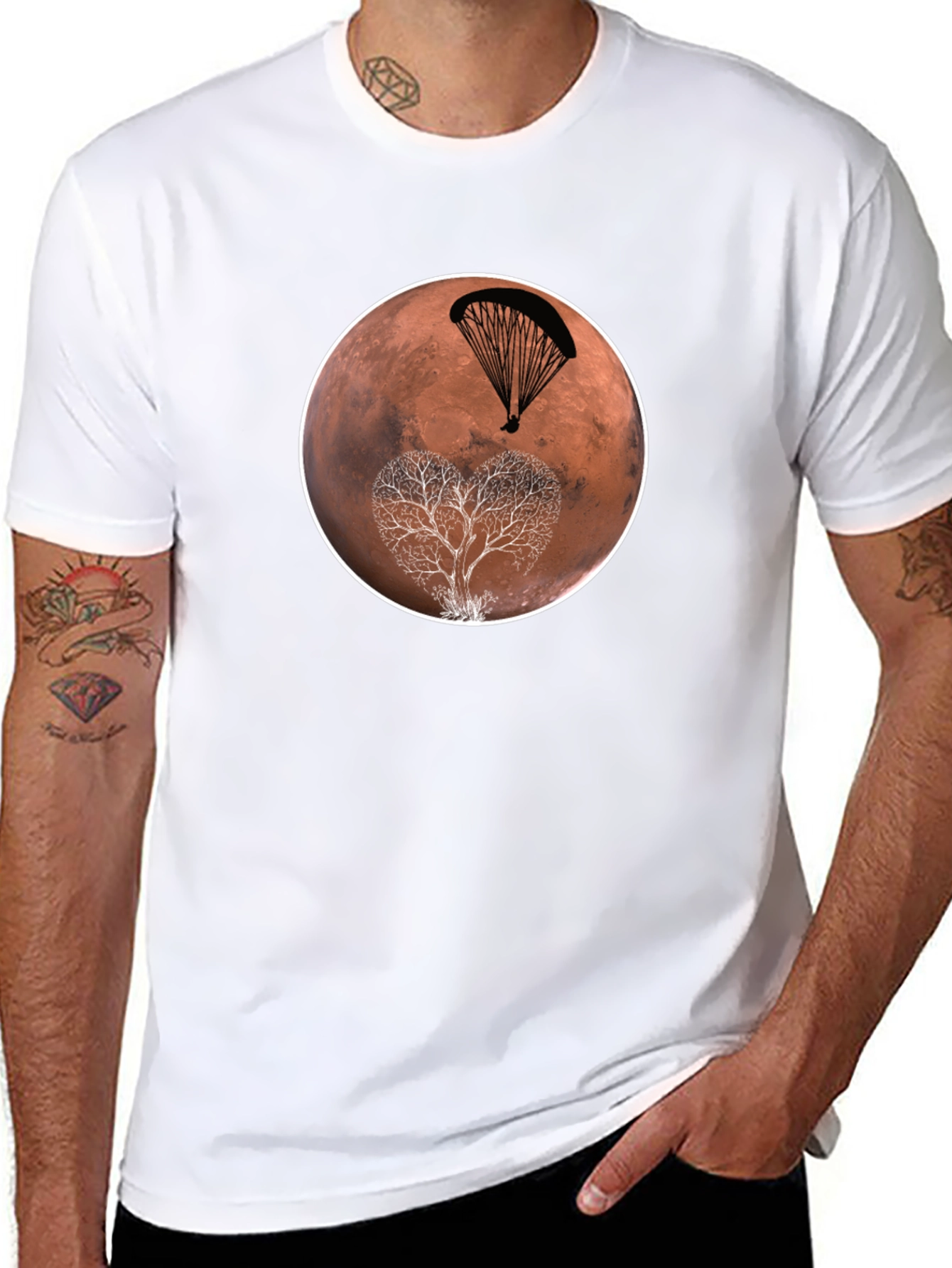 Mars Parachute Tree Black T-Shirt