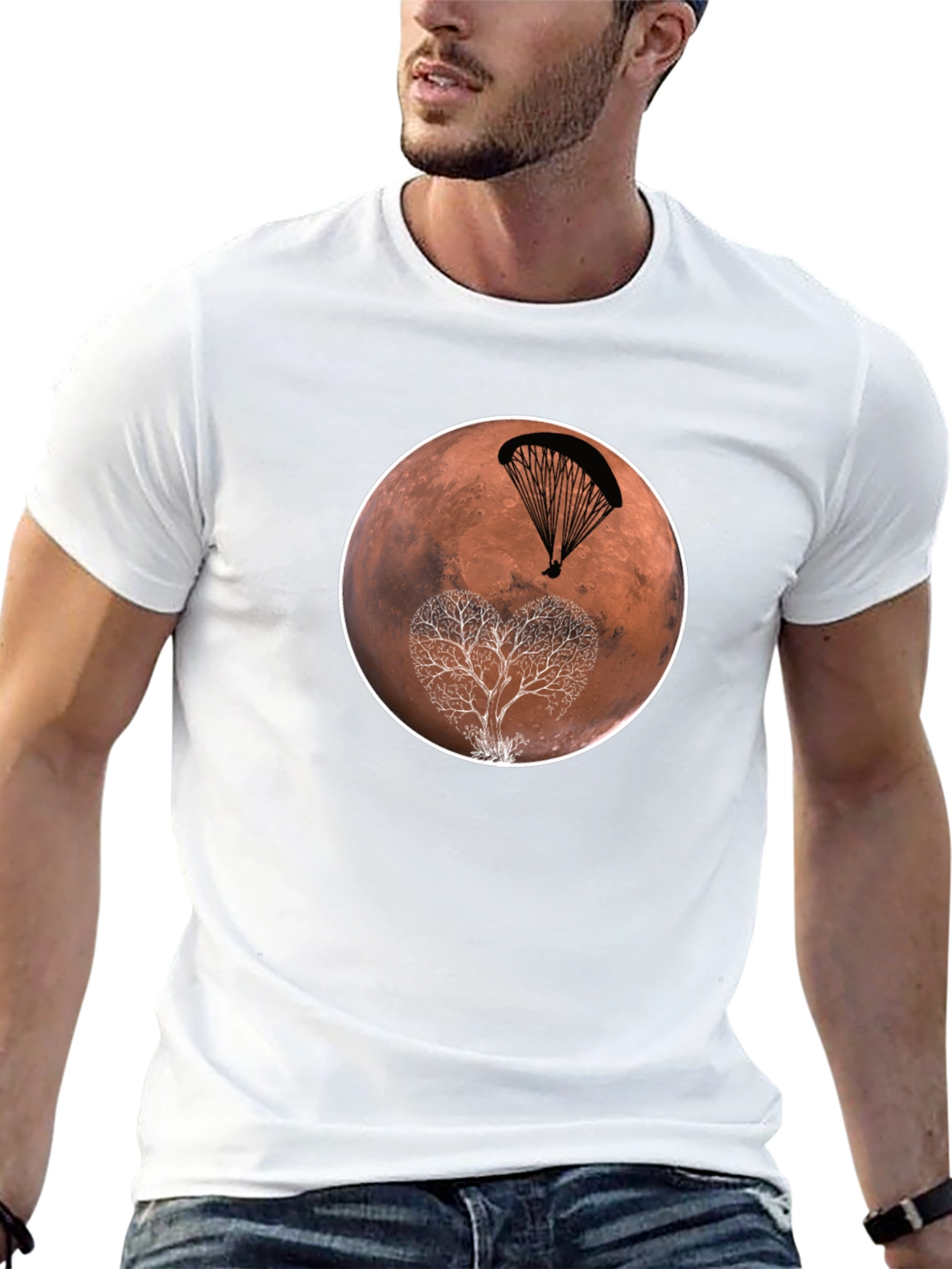 Mars Parachute Tree Black T-Shirt
