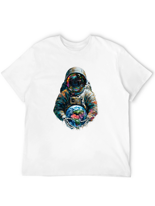 Astronaut Earth Graphic Tee - Black Cotton Blend