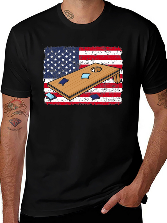 Cornhole USA Flag Graphic T-Shirt