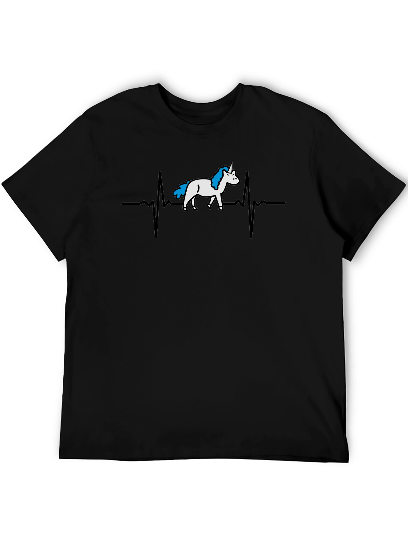 Unicorn Heartbeat Graphic Tee - Black