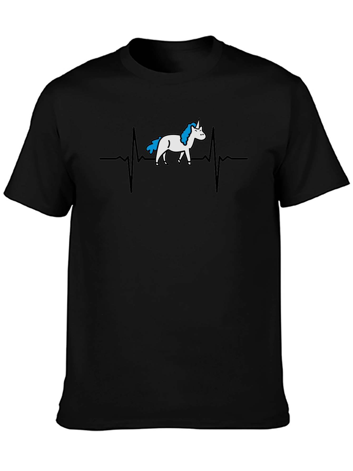 Unicorn Heartbeat Graphic Tee - Black