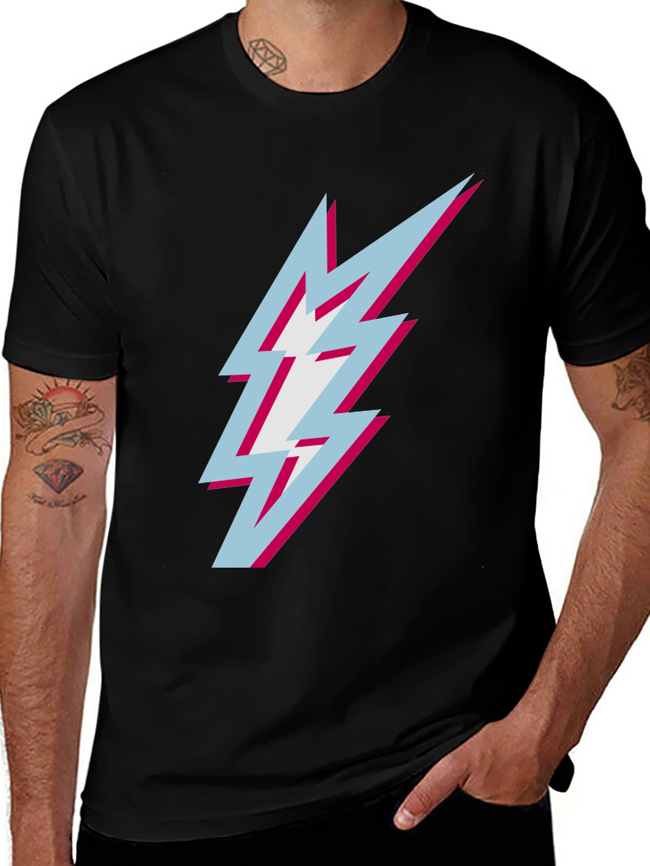 Lightning Bolt Graphic Tee - Black