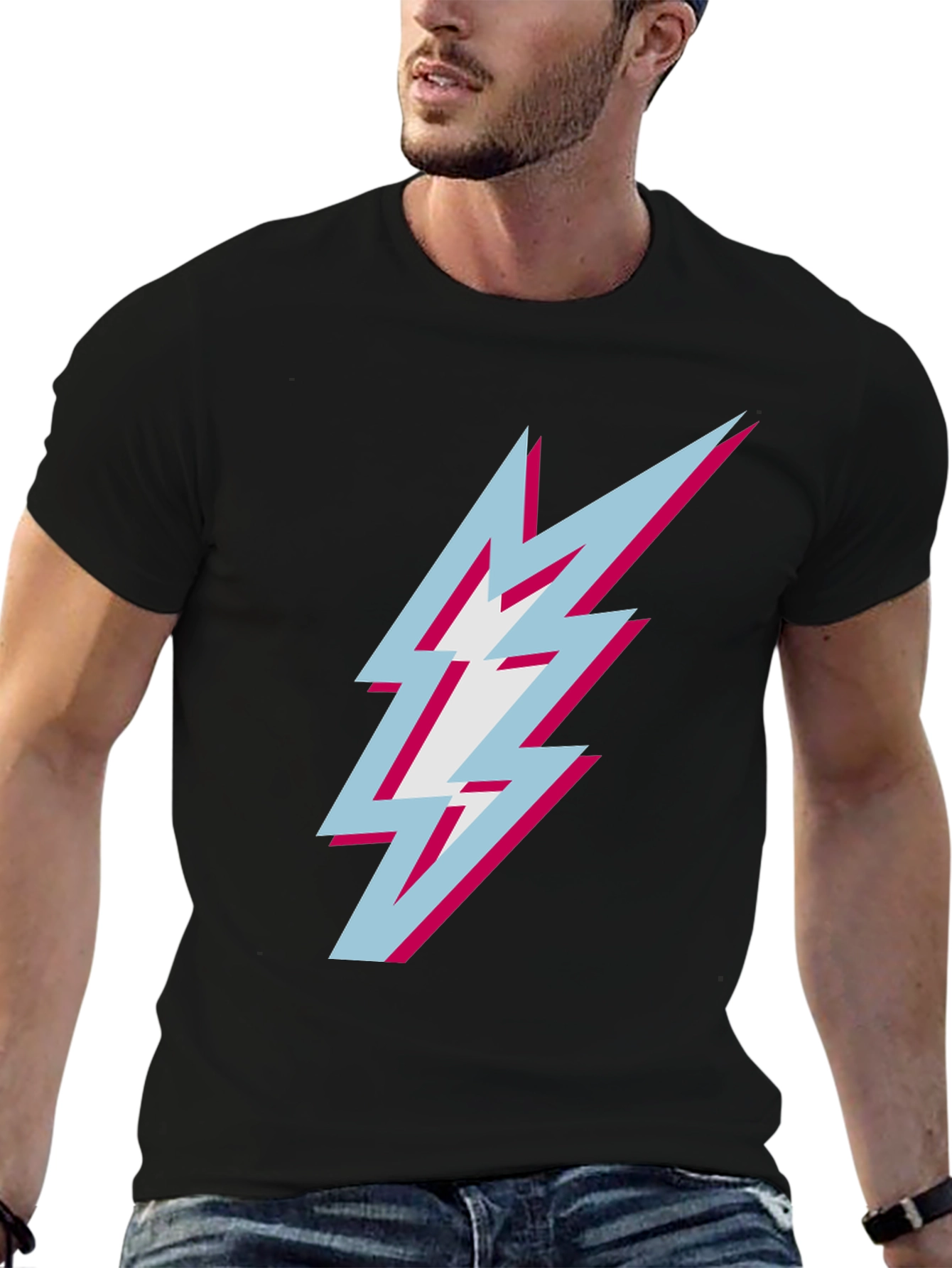 Lightning Bolt Graphic Tee - Black