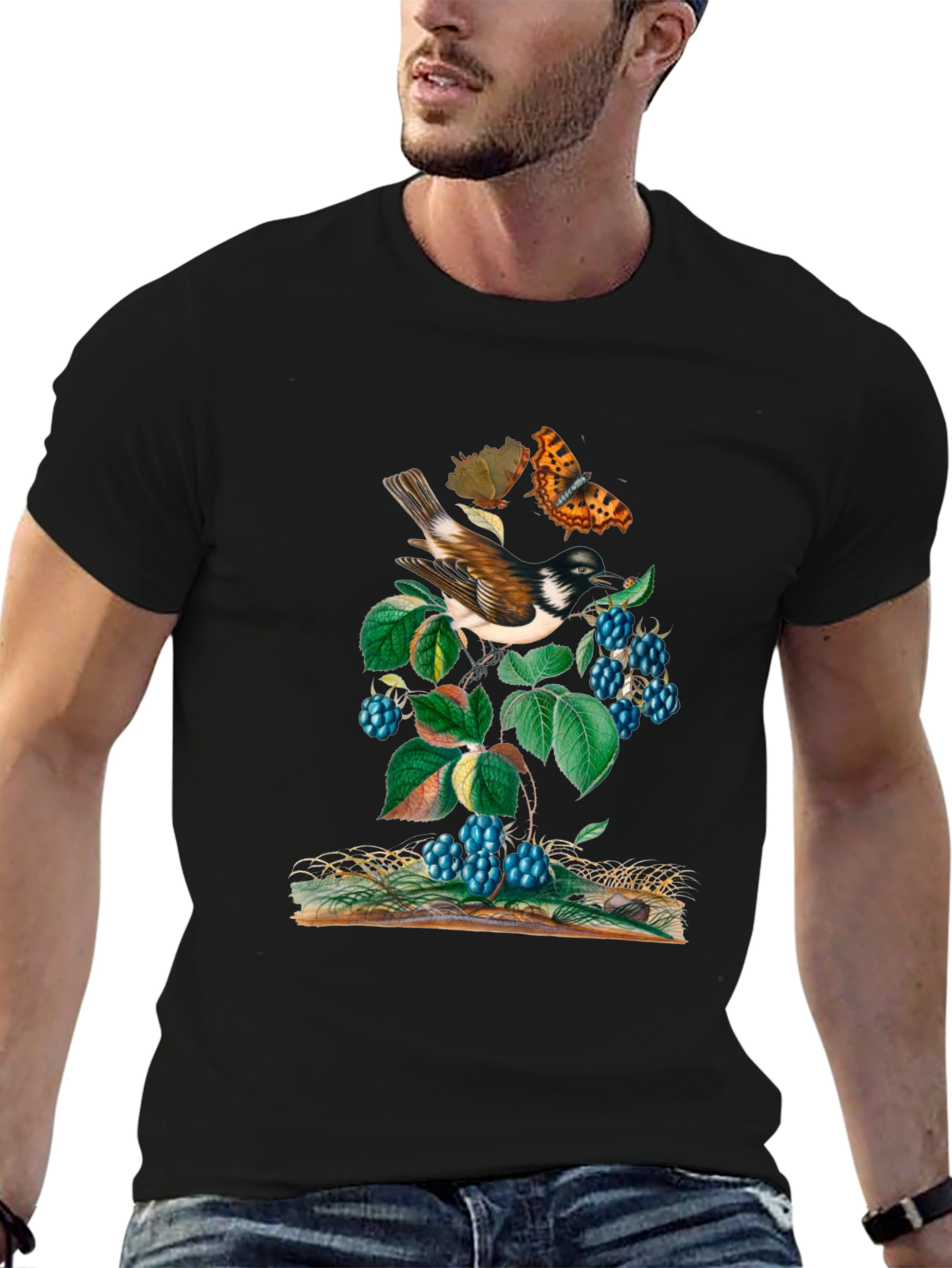 Bird & Butterfly Graphic T-Shirt