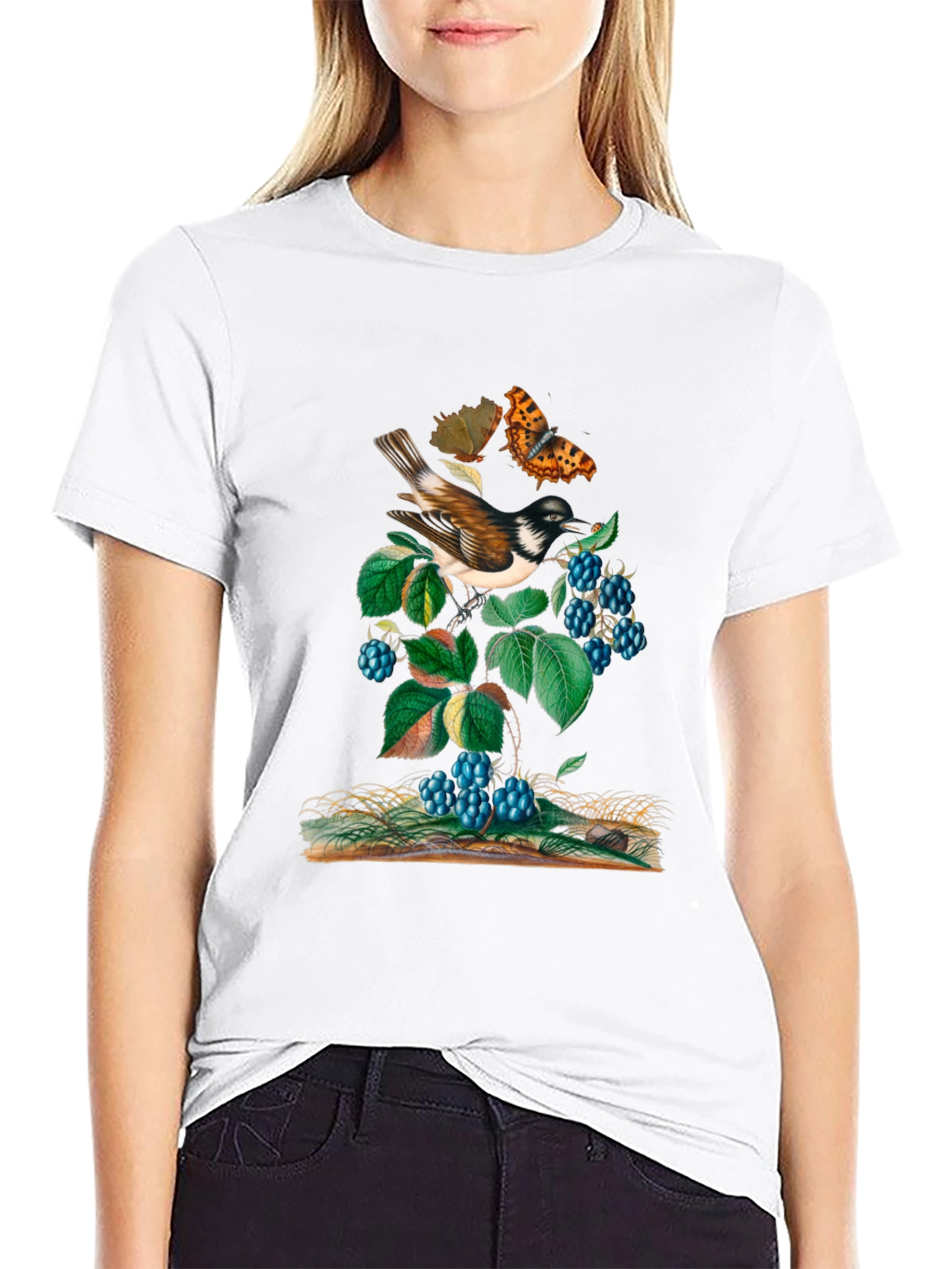 Bird & Butterfly Graphic T-Shirt