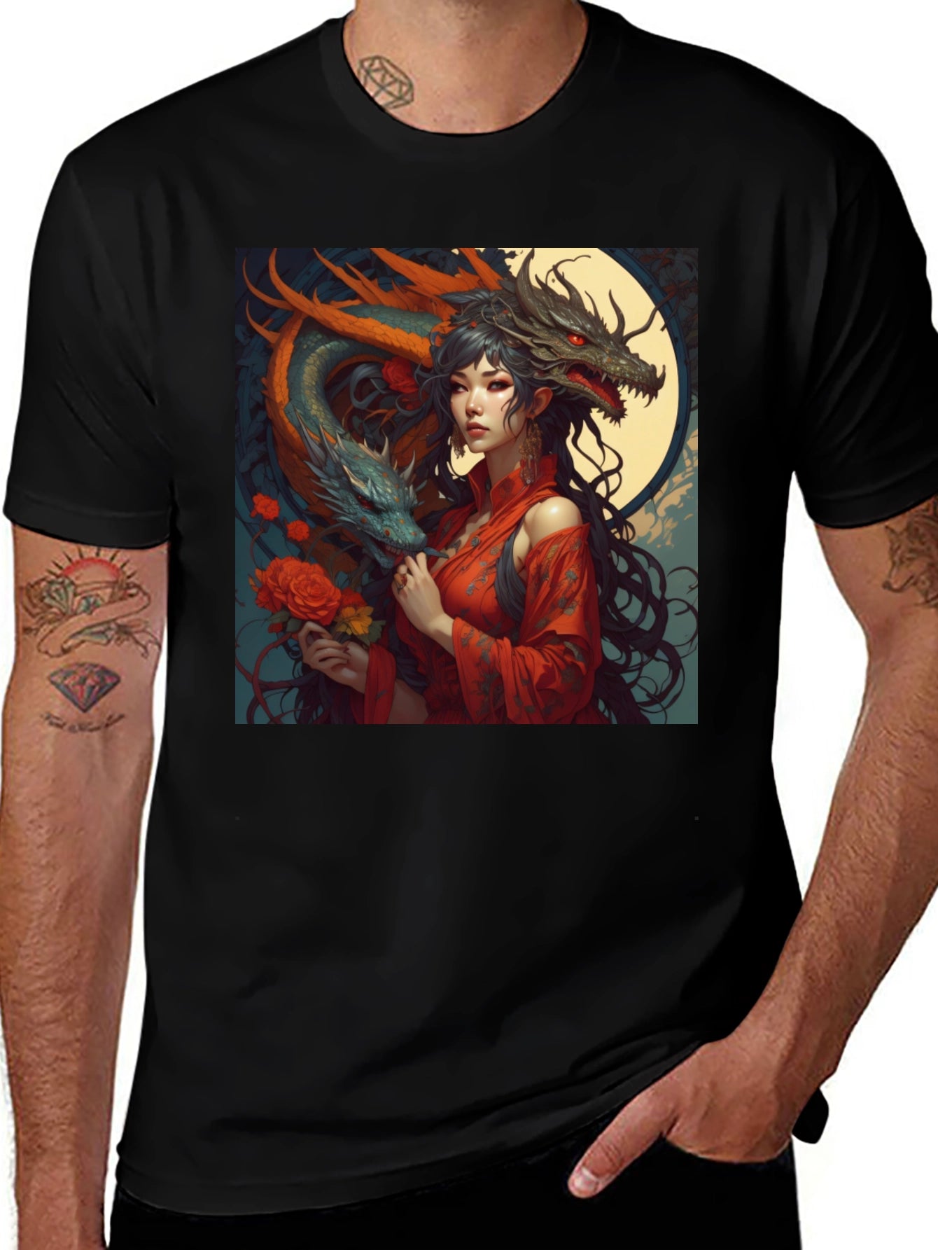 Dragon Queen Graphic Tee - Black