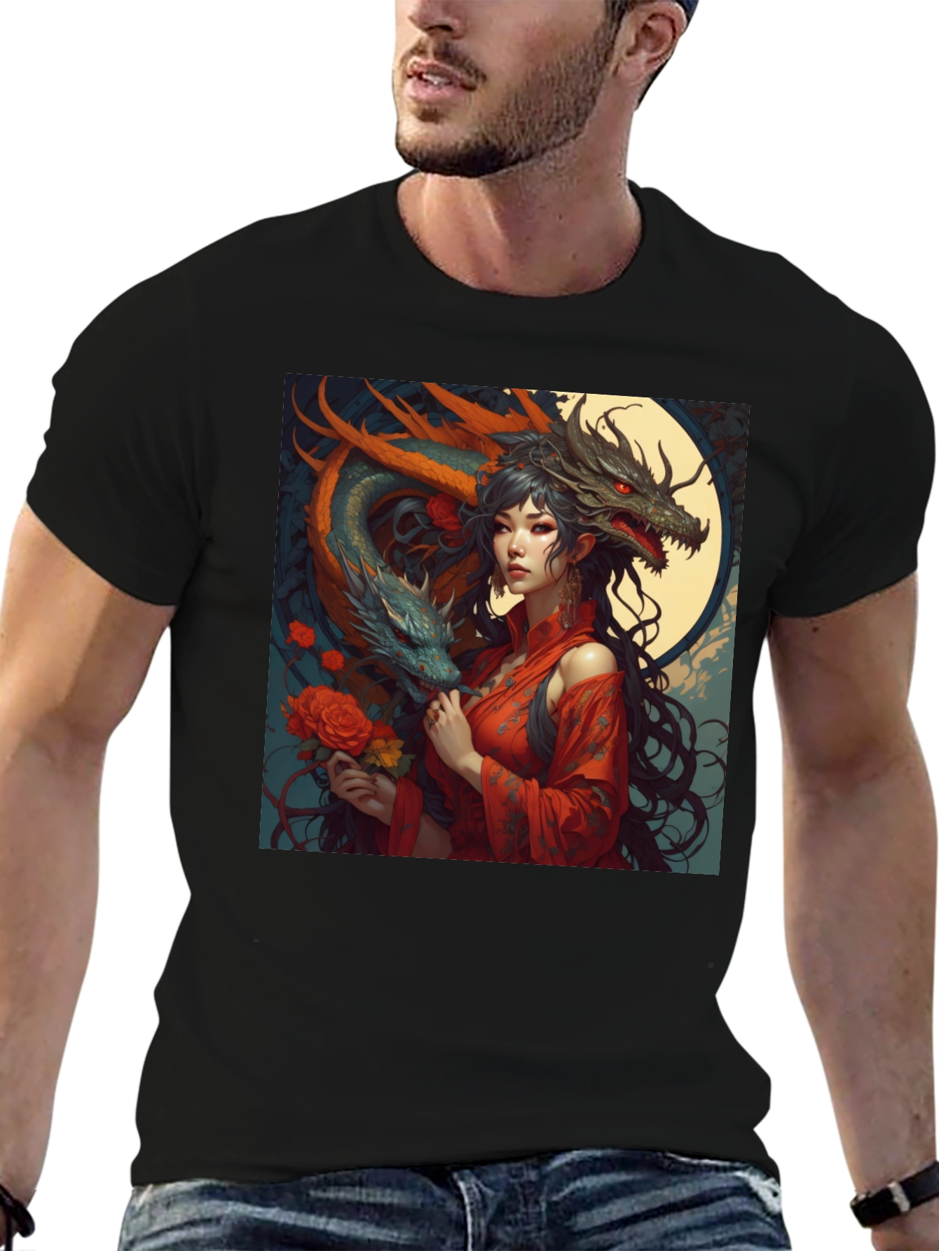 Dragon Queen Graphic Tee - Black