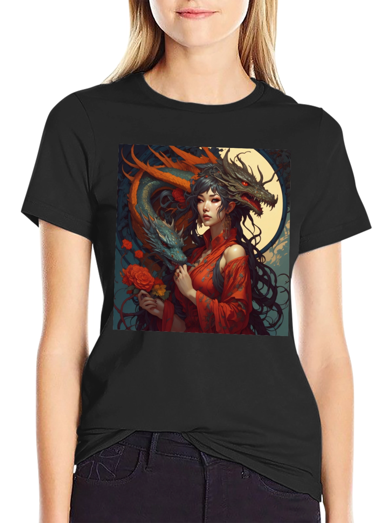 Dragon Queen Graphic Tee - Black
