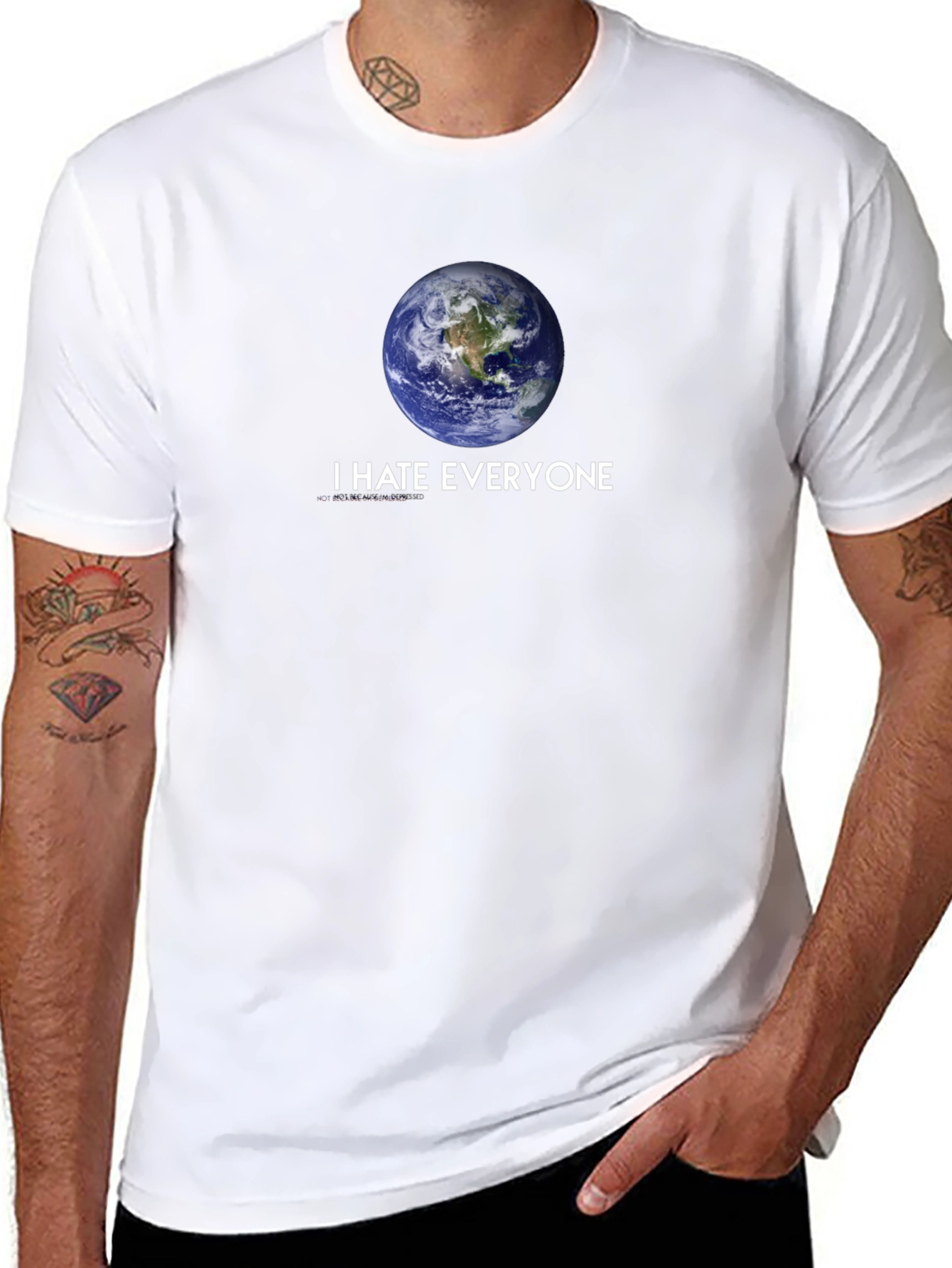 I HATE EVERYONE Earth Graphic Black T-Shirt