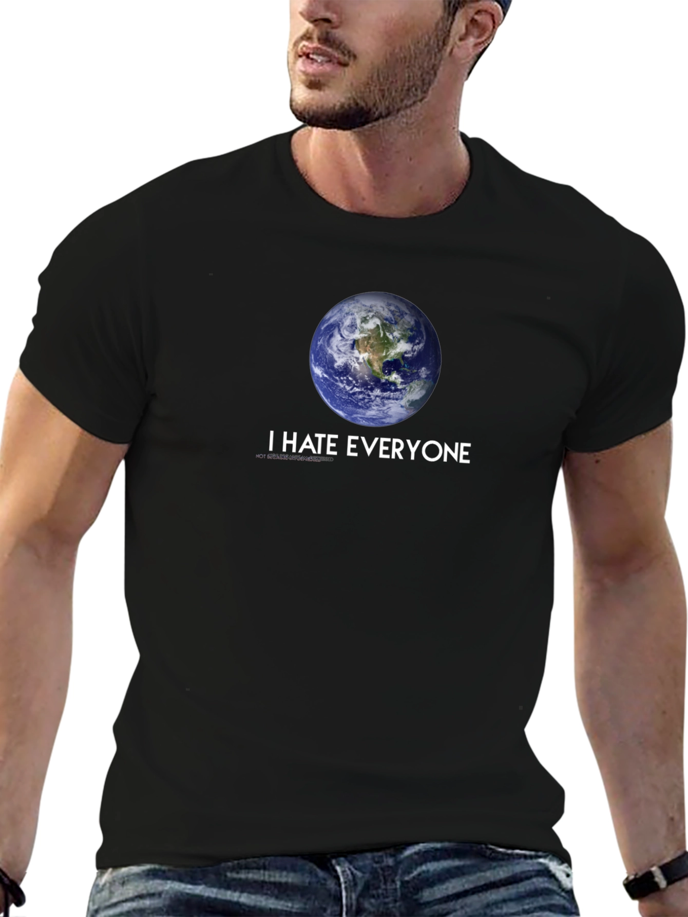 I HATE EVERYONE Earth Graphic Black T-Shirt