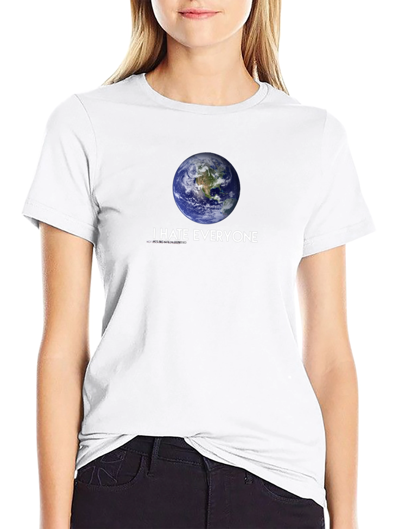 I HATE EVERYONE Earth Graphic Black T-Shirt