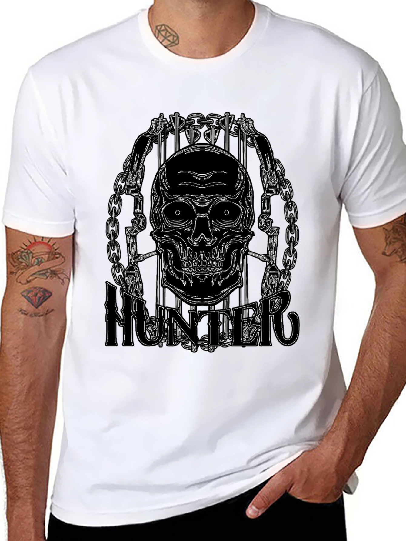 Skull Hunter Black Graphic Tee