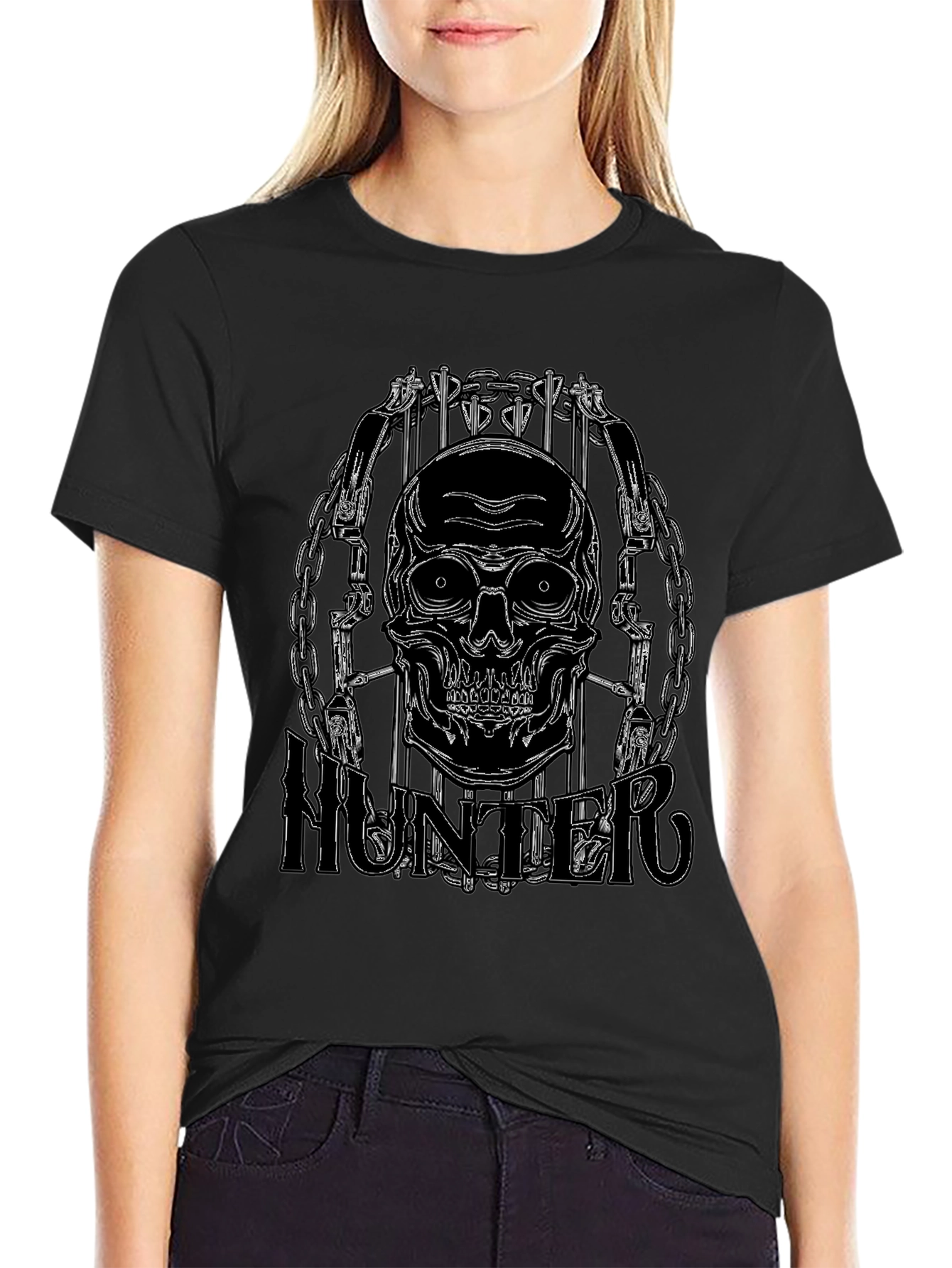Skull Hunter Black Graphic Tee