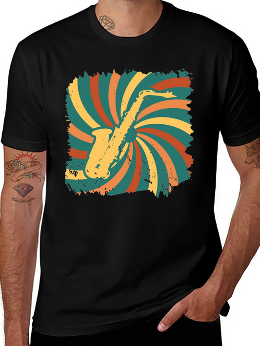 Retro Saxophone T-Shirt - Vintage Music Lover Tee