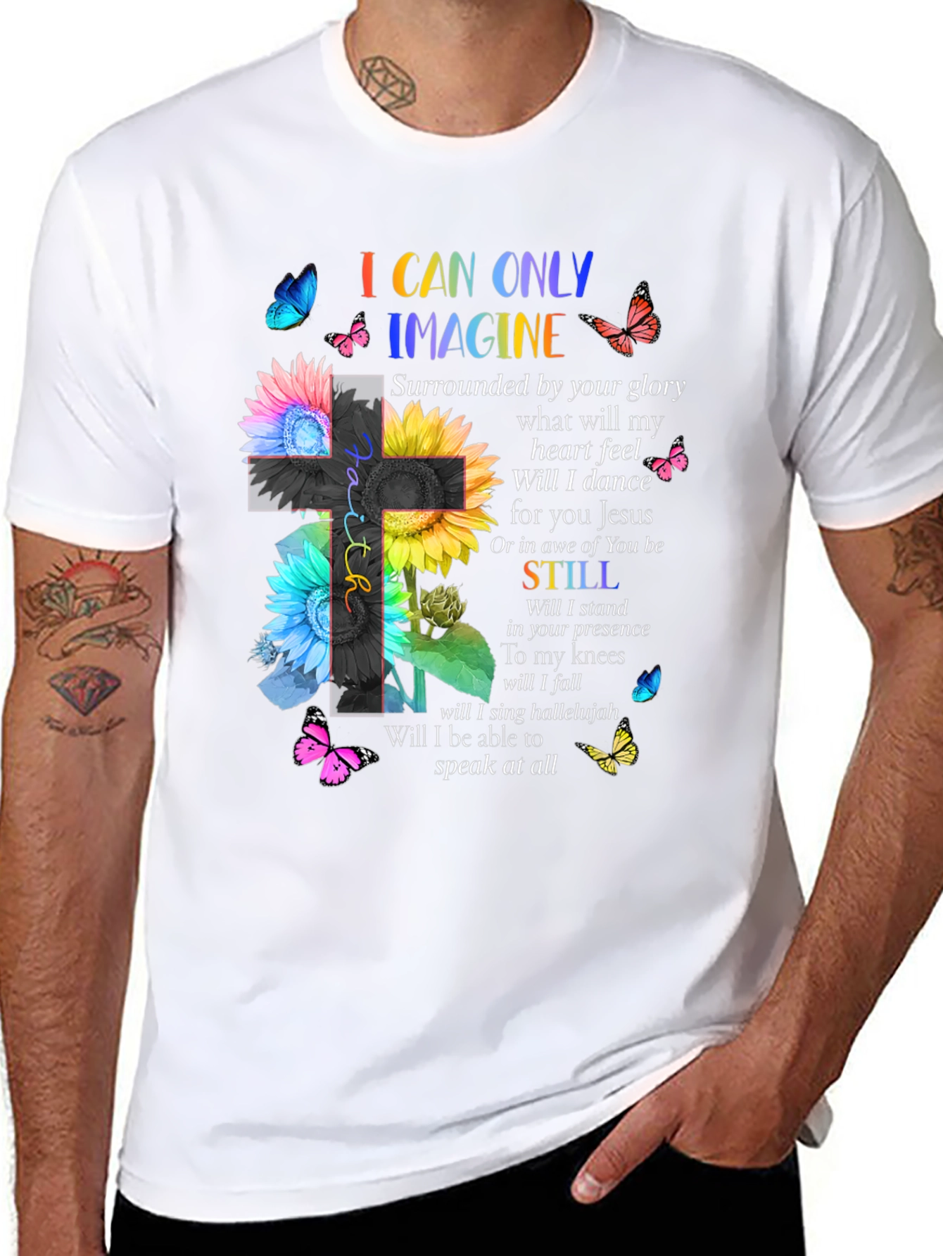 I Can Only Imagine Floral Cross Graphic T-Shirt