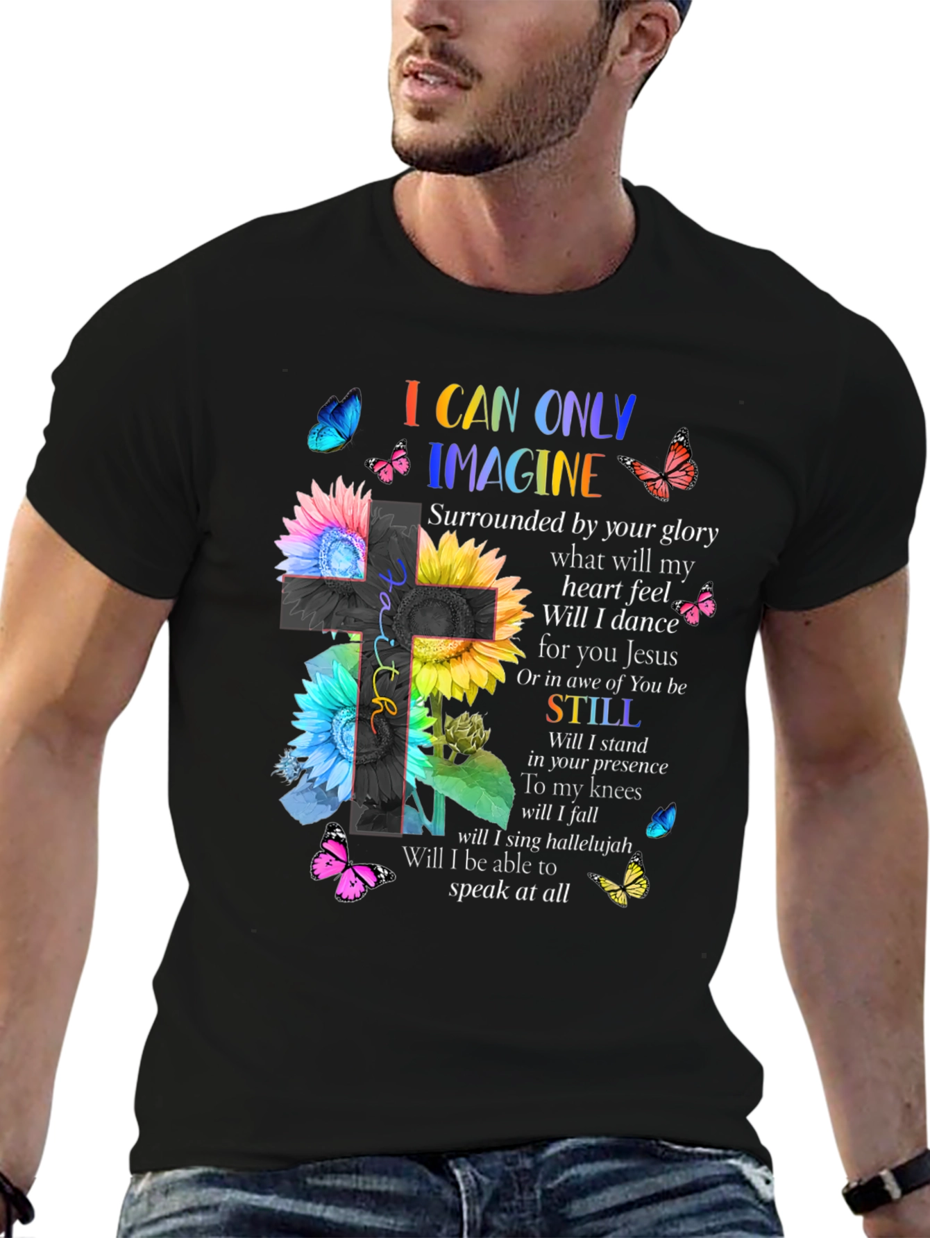 I Can Only Imagine Floral Cross Graphic T-Shirt
