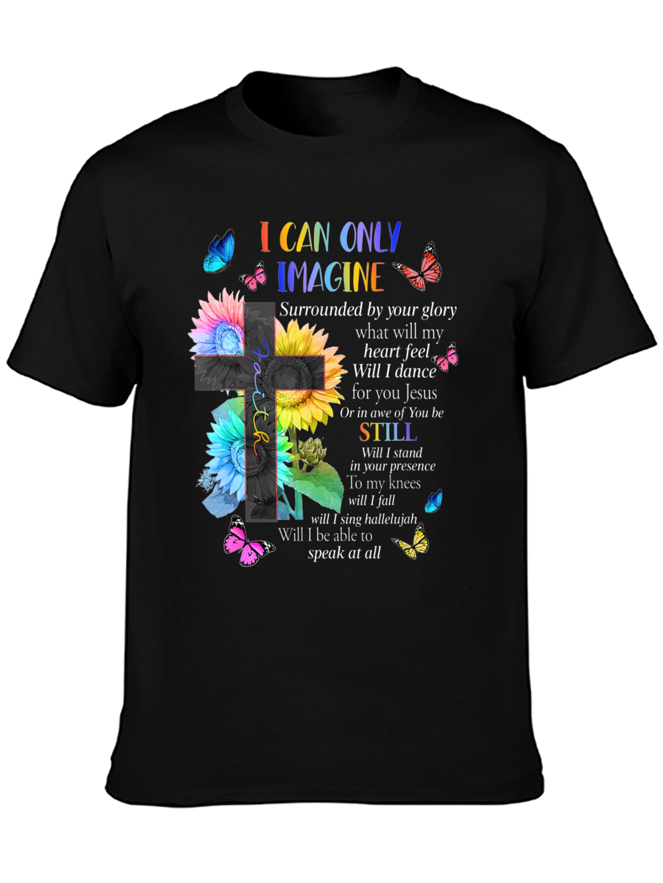 I Can Only Imagine Floral Cross Graphic T-Shirt