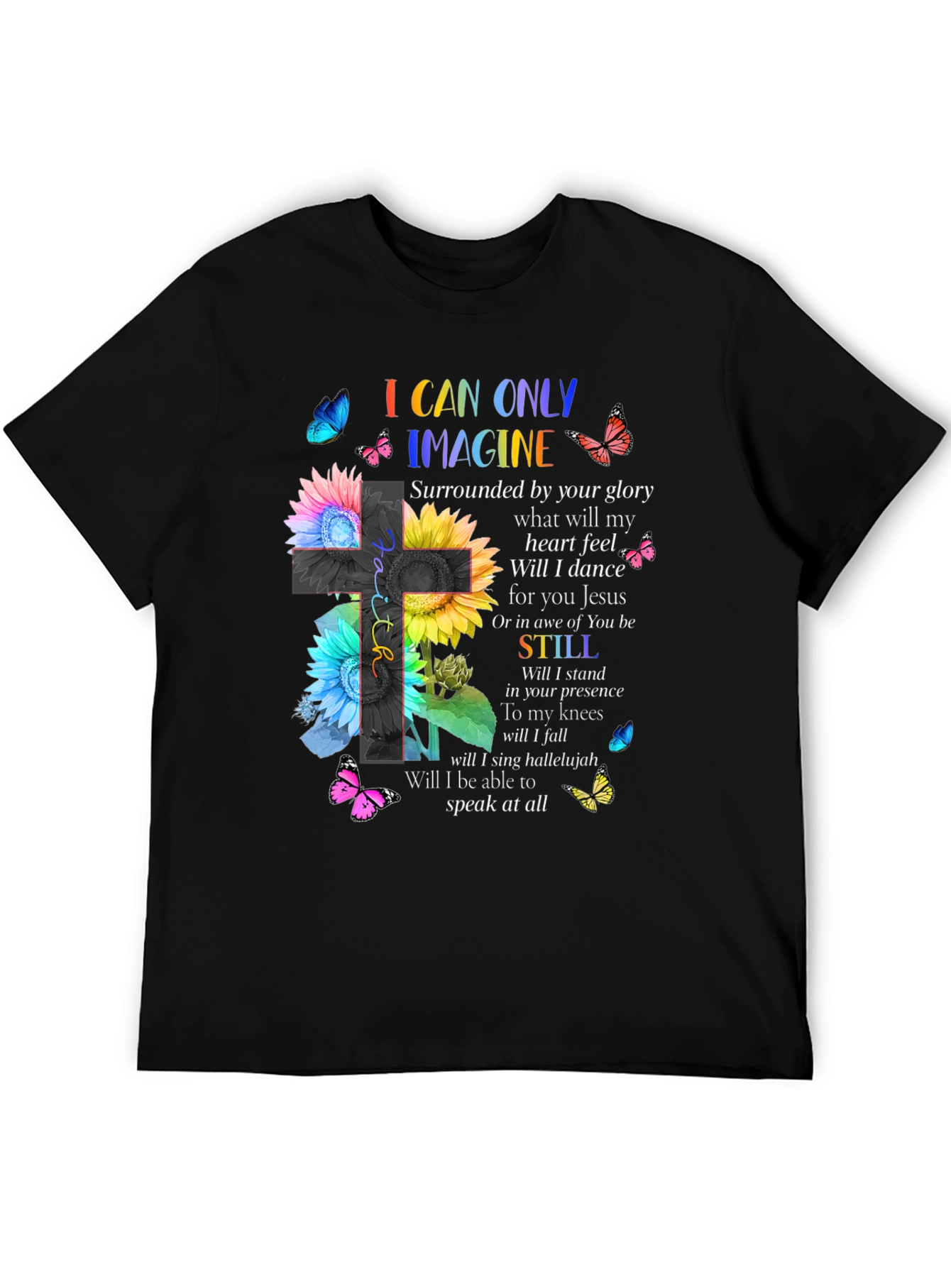 I Can Only Imagine Floral Cross Graphic T-Shirt