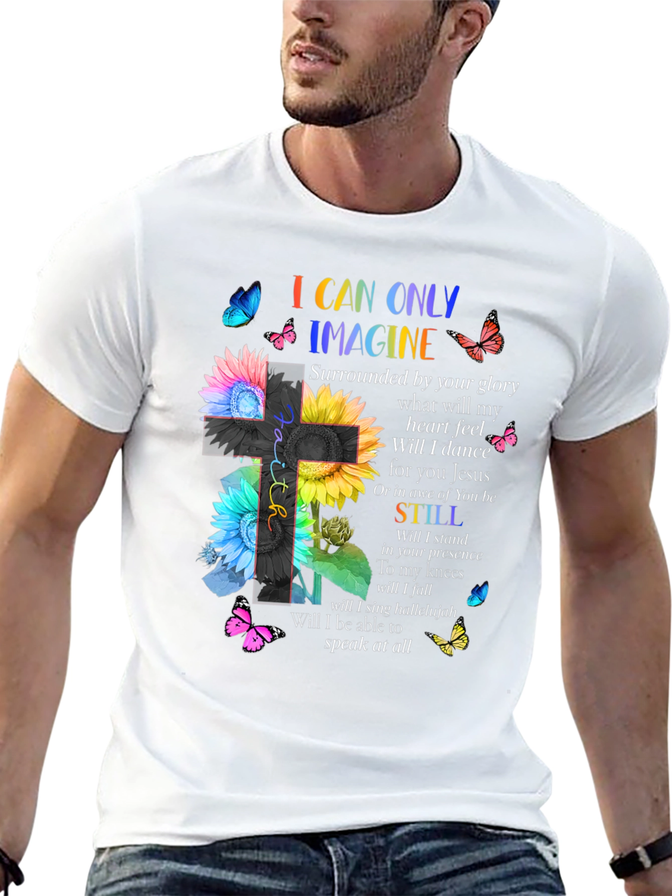 I Can Only Imagine Floral Cross Graphic T-Shirt