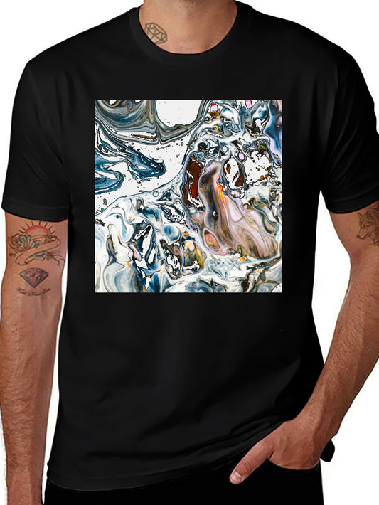 Abstract Art Tee - Unique Swirl Design Black T-Shirt