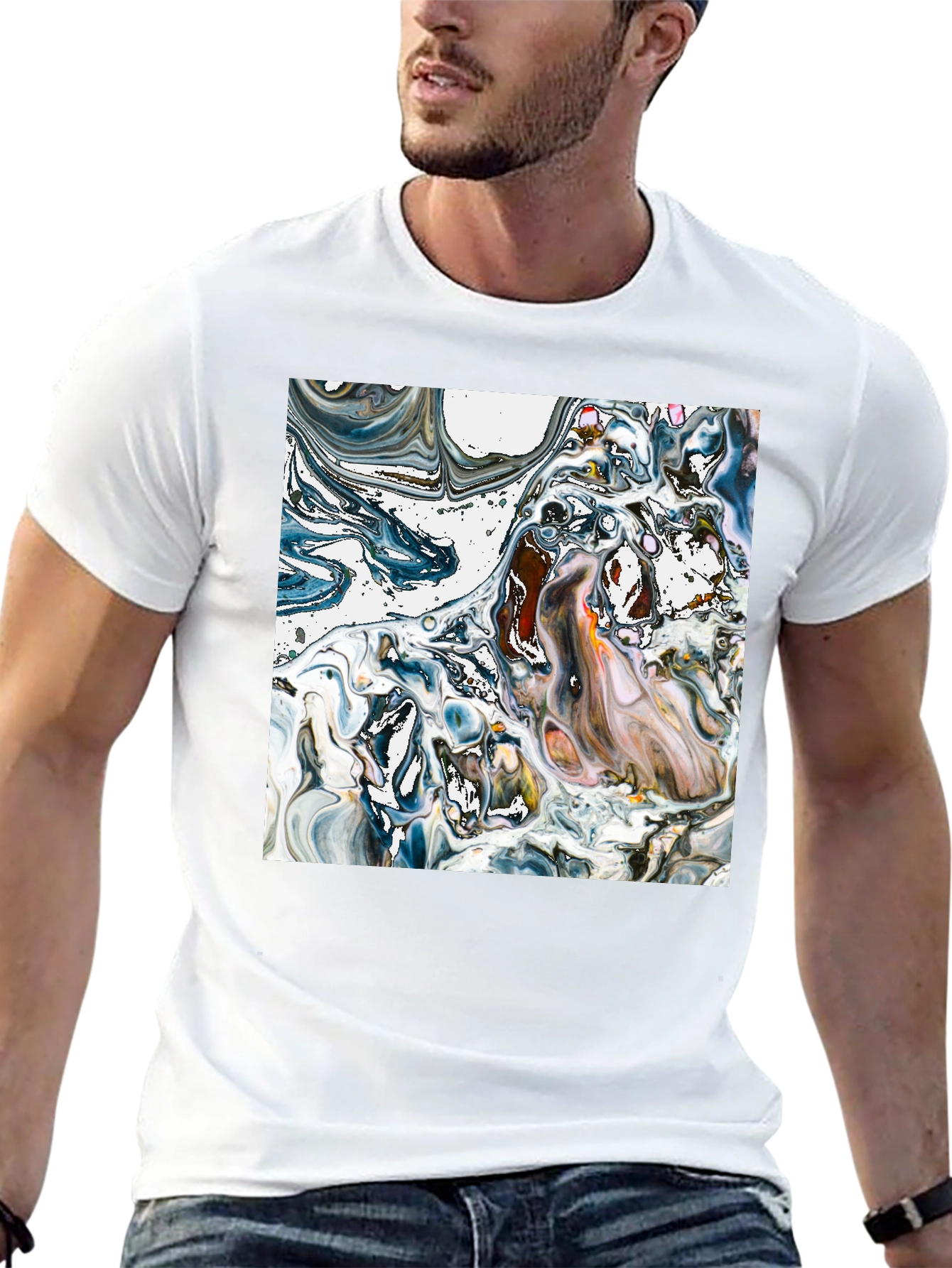Abstract Art Tee - Unique Swirl Design Black T-Shirt