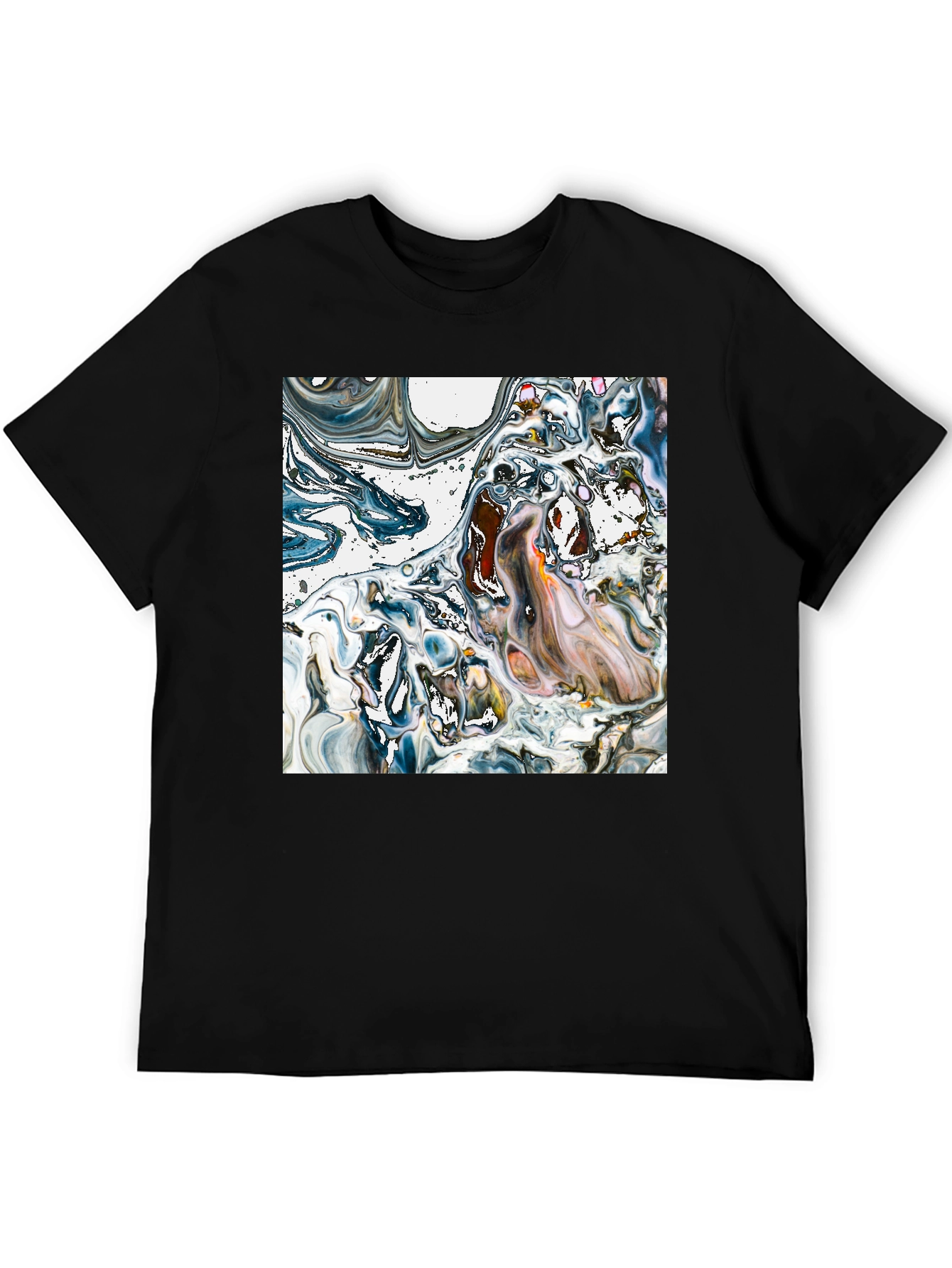 Abstract Art Tee - Unique Swirl Design Black T-Shirt