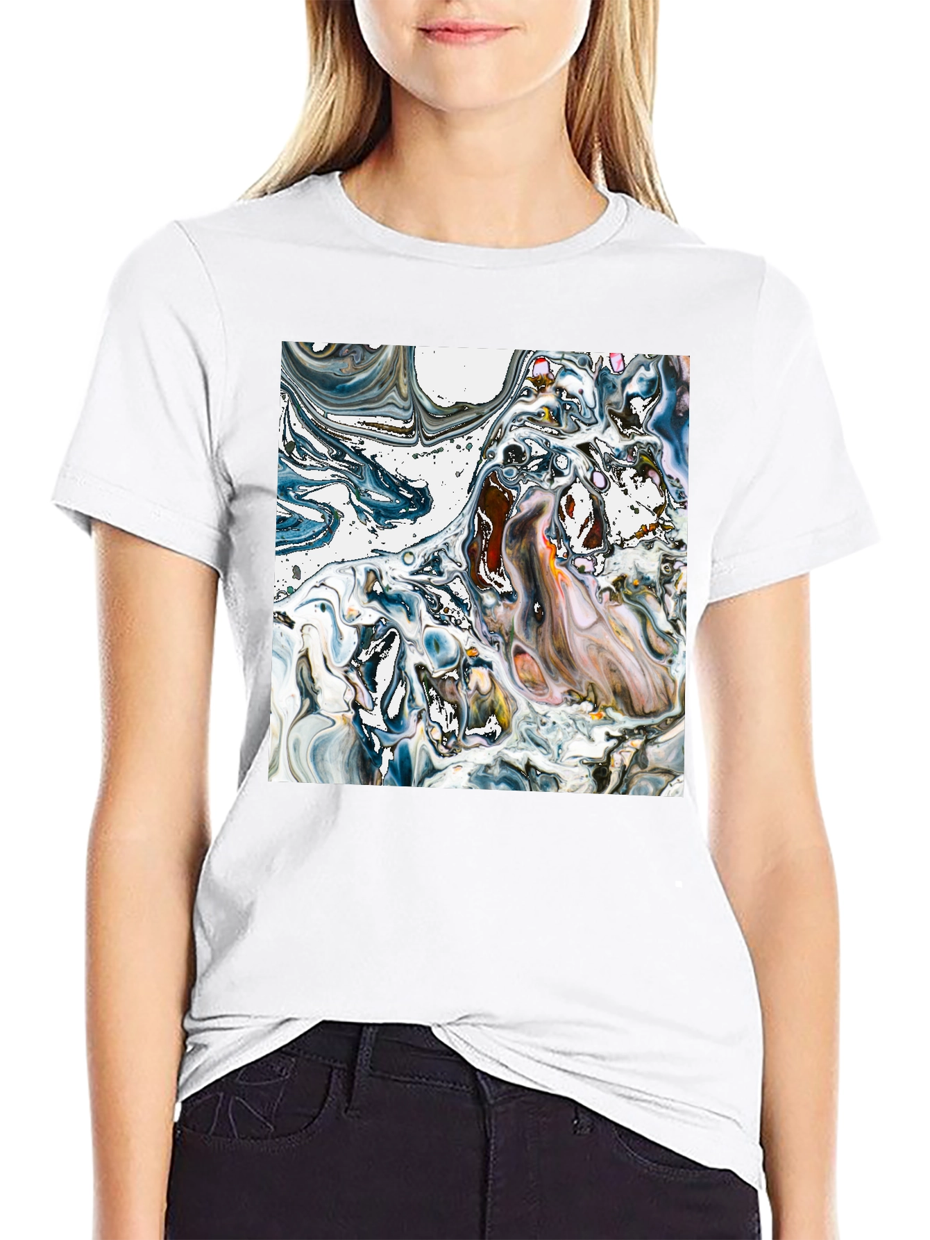 Abstract Art Tee - Unique Swirl Design Black T-Shirt