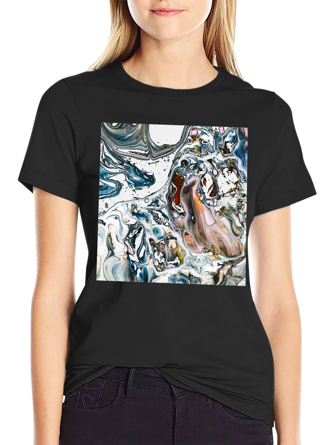 Abstract Art Tee - Unique Swirl Design Black T-Shirt