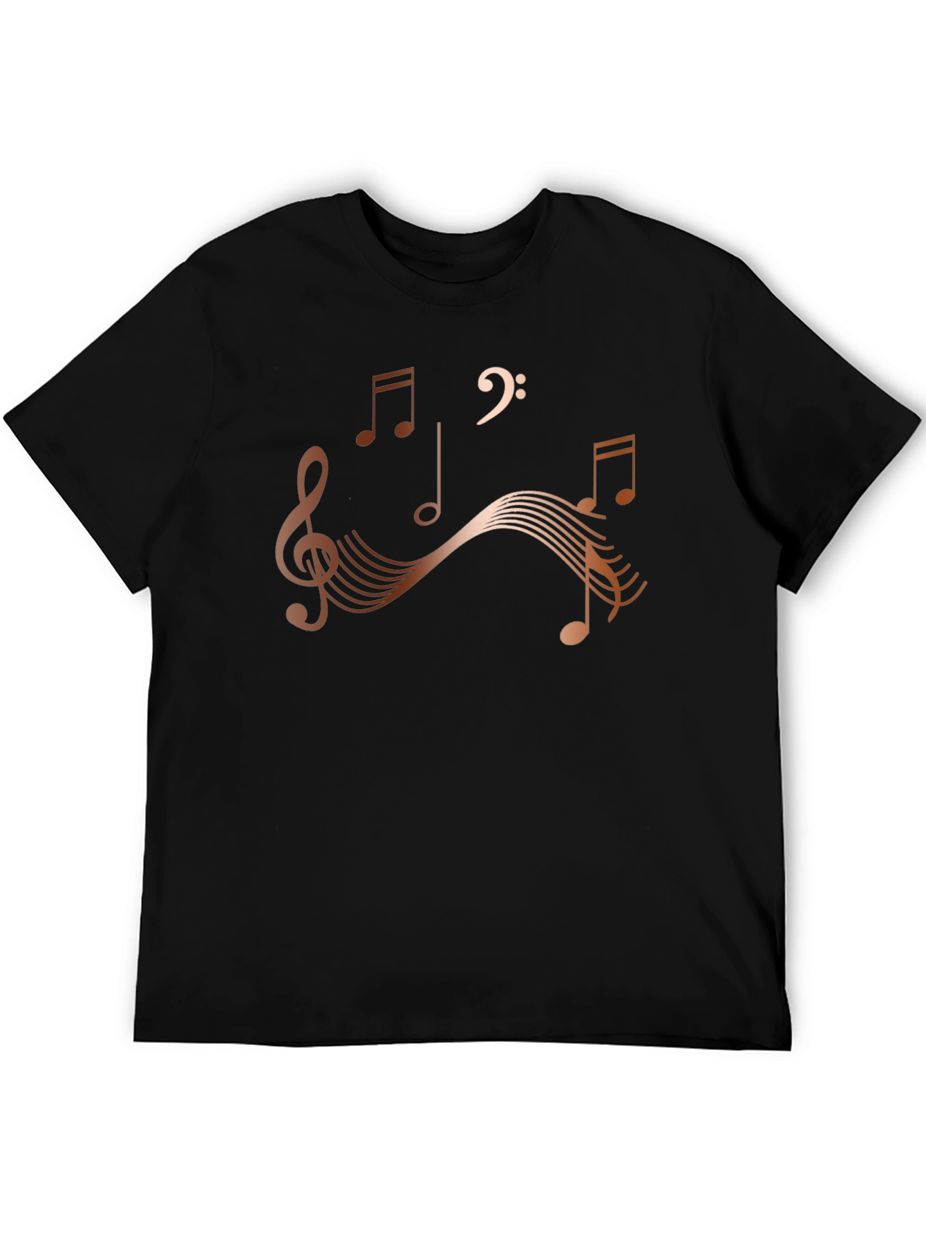 Musical Notes Graphic Print Mens Black T-Shirt