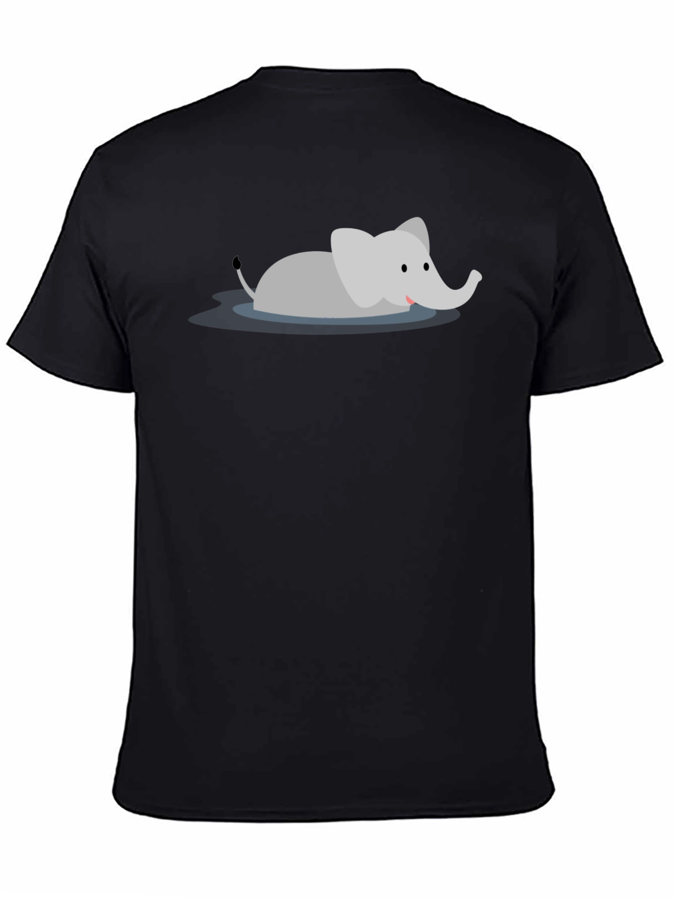Cute Cartoon Elephant Black T-Shirt