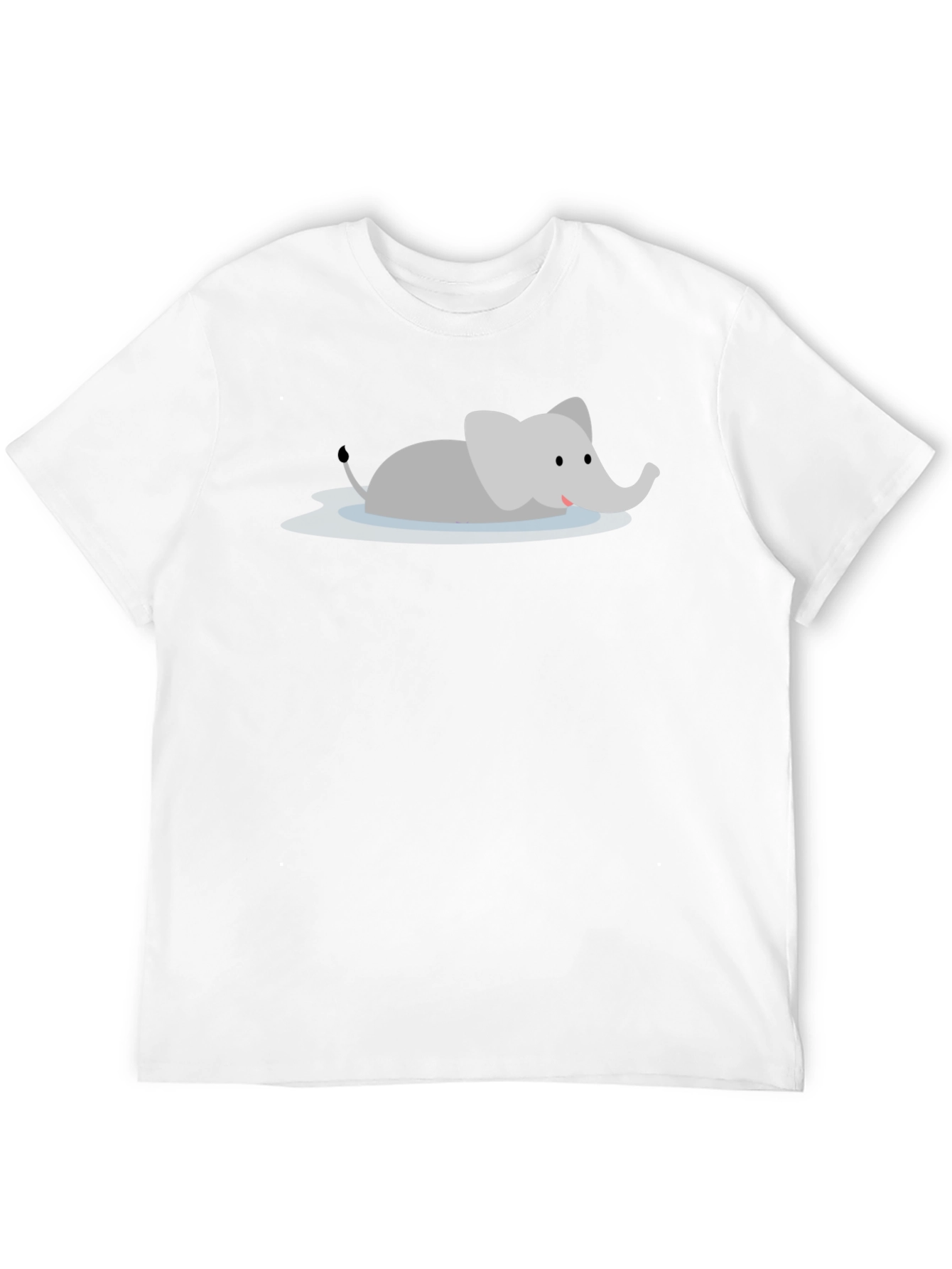 Cute Cartoon Elephant Black T-Shirt