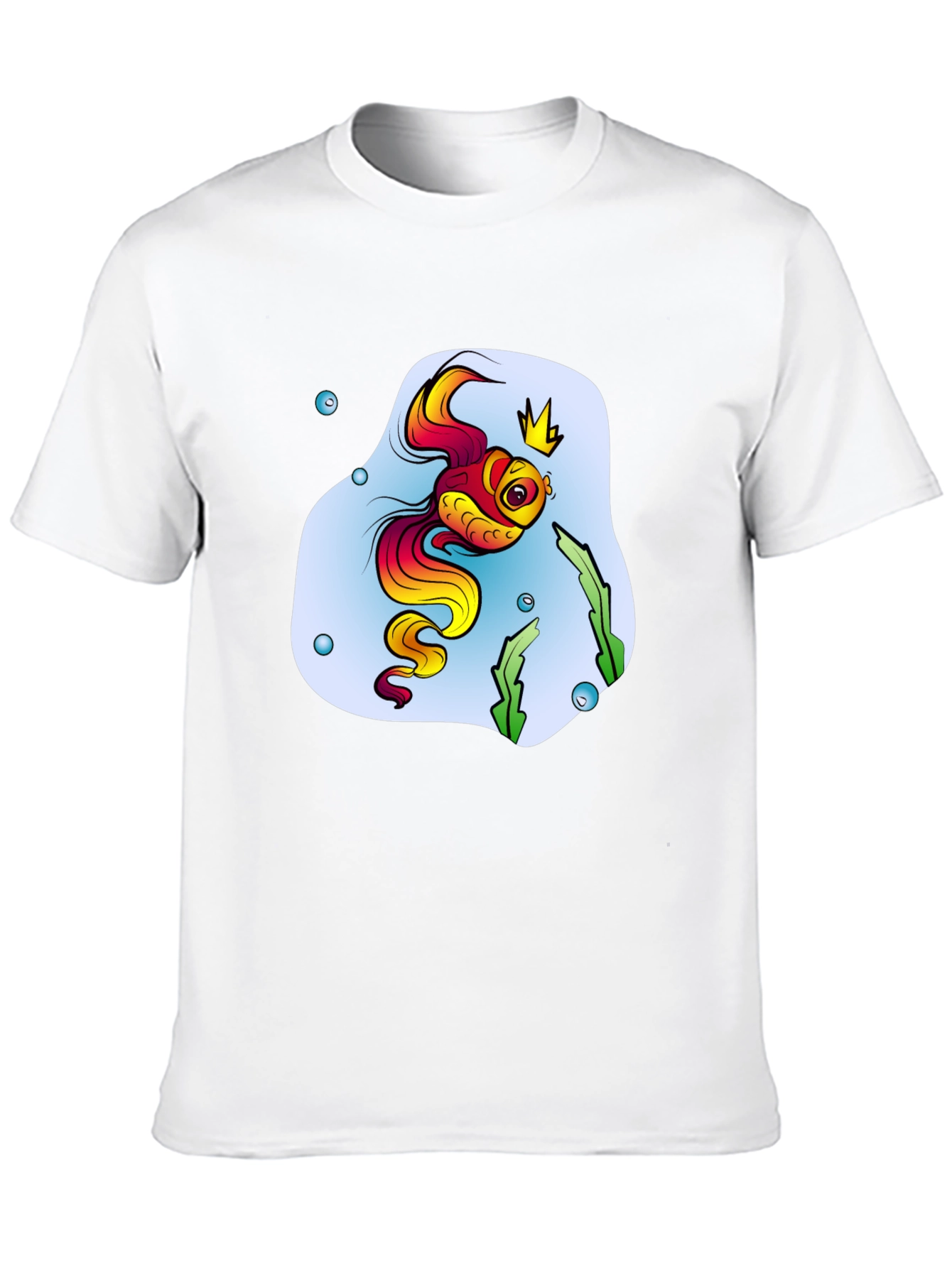Cartoon Fish King Mens Black T-Shirt