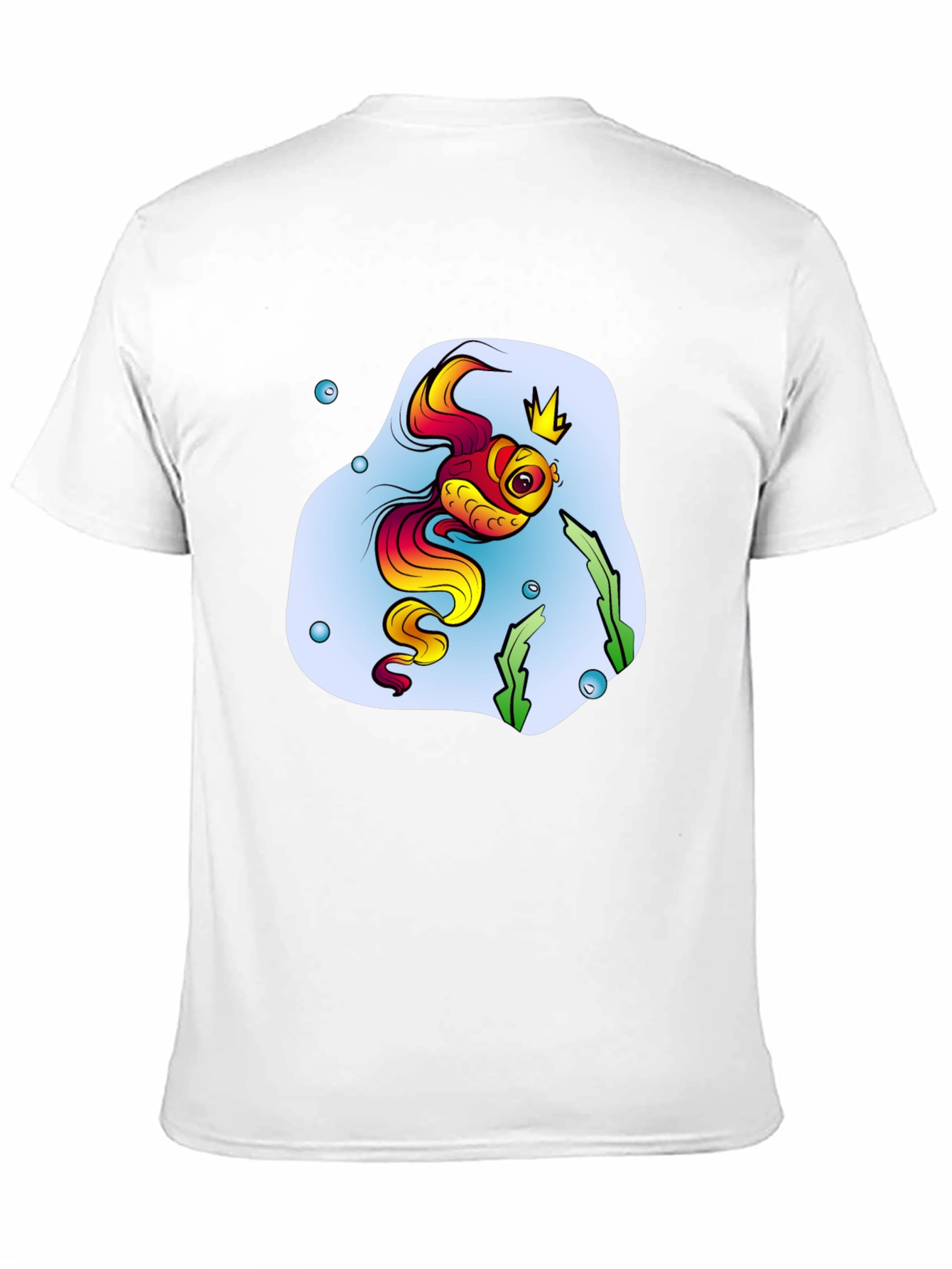 Cartoon Fish King Mens Black T-Shirt