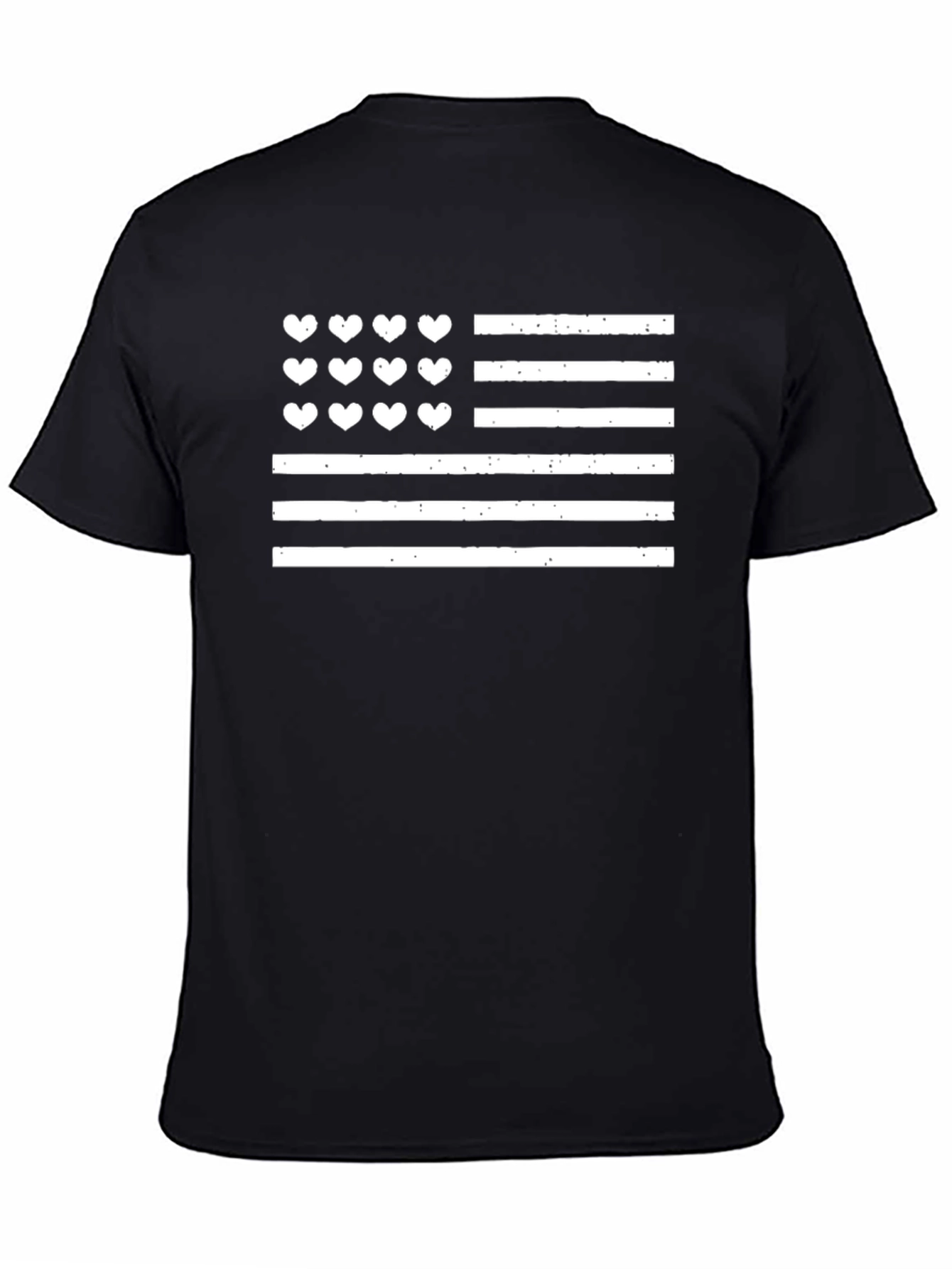 Heart American Flag Black T-Shirt
