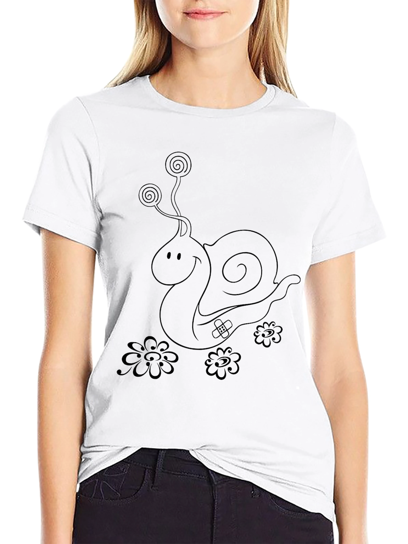 Whimsical Snail Graphic Tee - Unisex Black T-Shirt