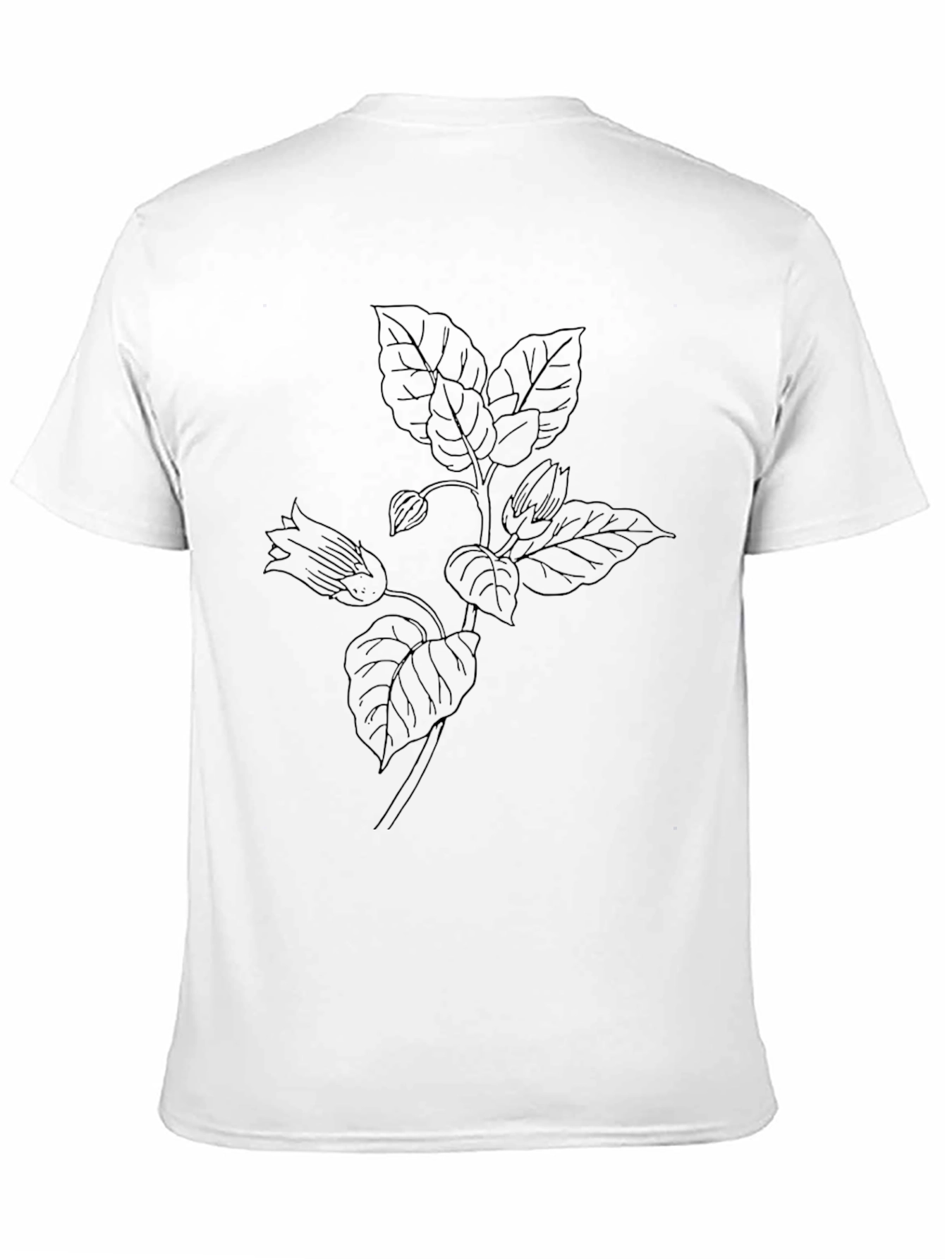 Botanical Line Art Black T-Shirt