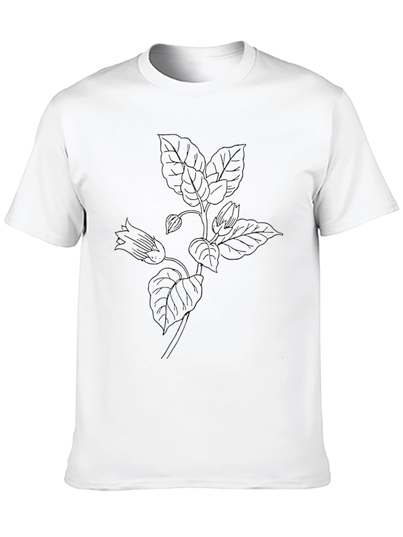Botanical Line Art Black T-Shirt