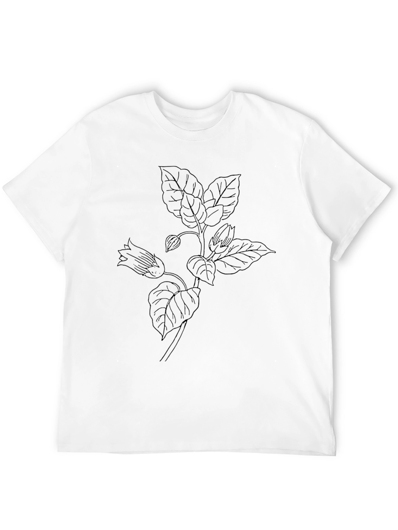 Botanical Line Art Black T-Shirt