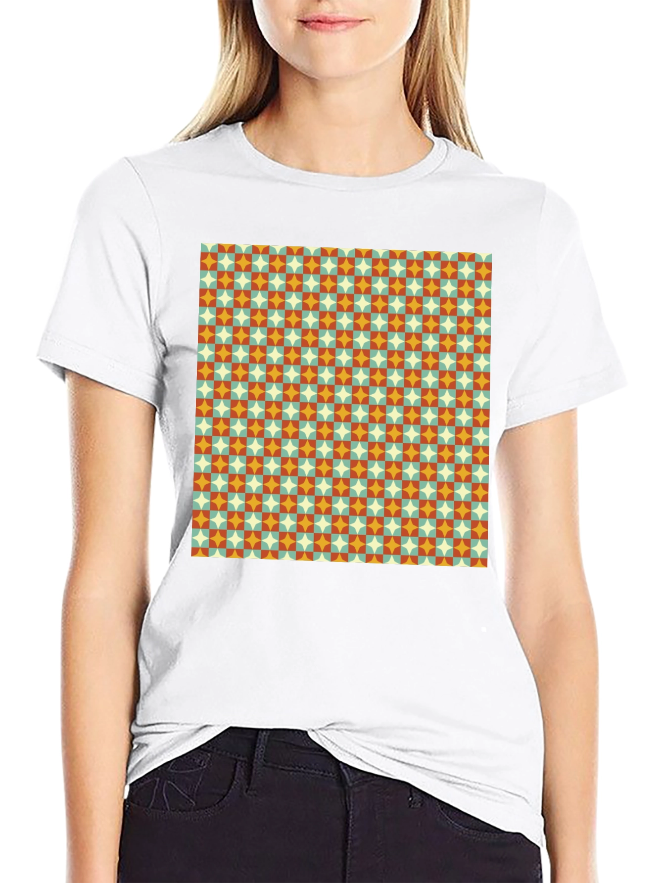 Retro Pattern Black T-Shirt