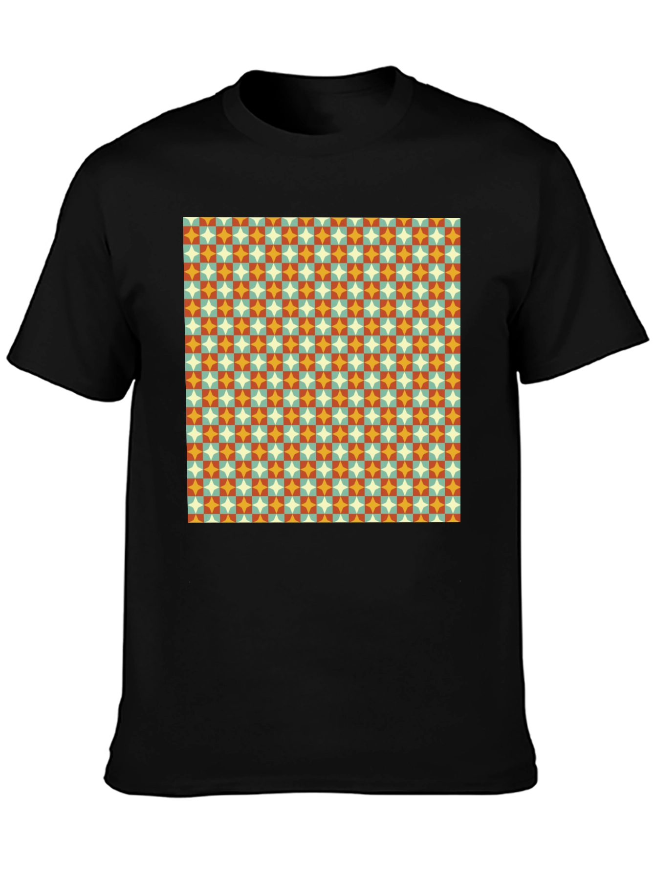 Retro Pattern Black T-Shirt