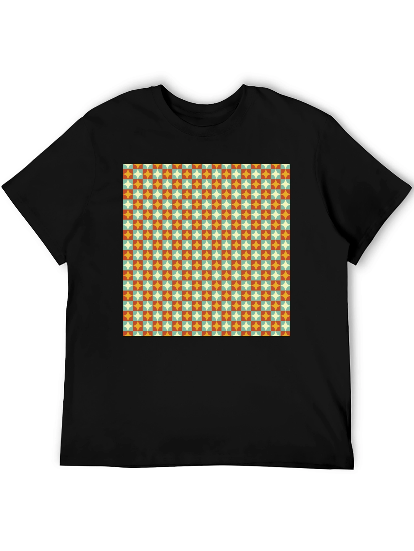 Retro Pattern Black T-Shirt