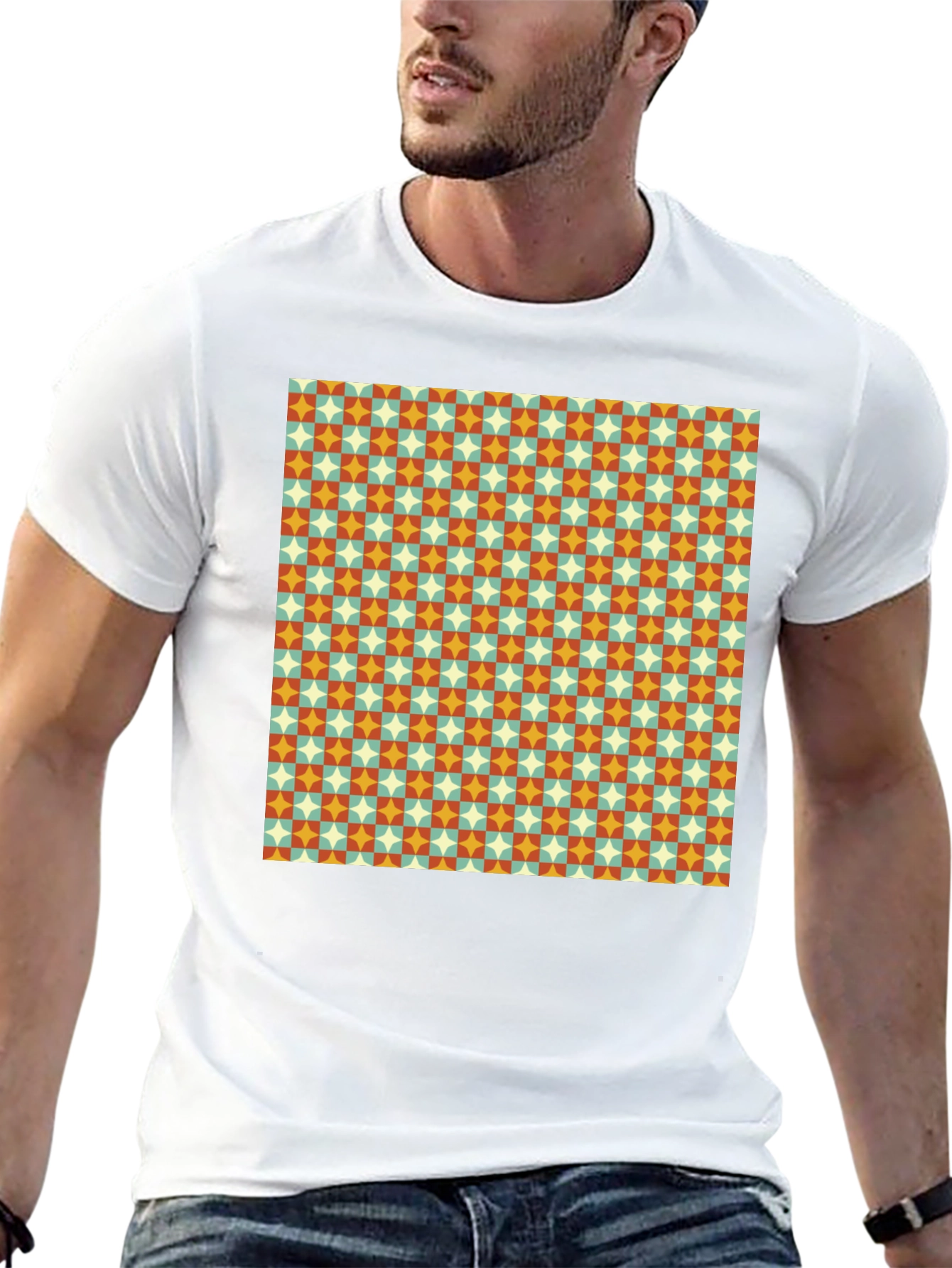 Retro Pattern Black T-Shirt
