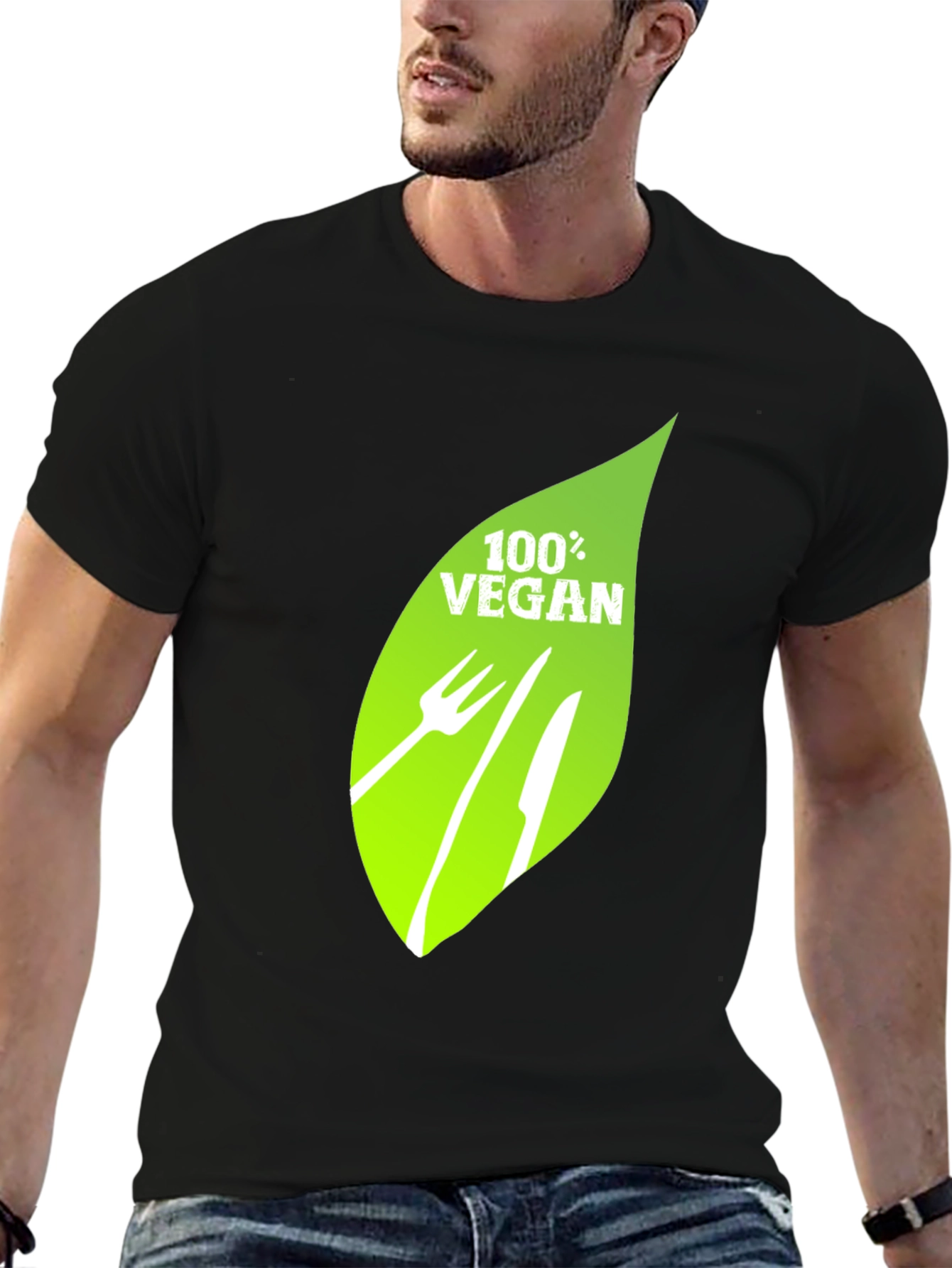 Vegan T-Shirt - 100% Vegan Leaf Graphic Tee