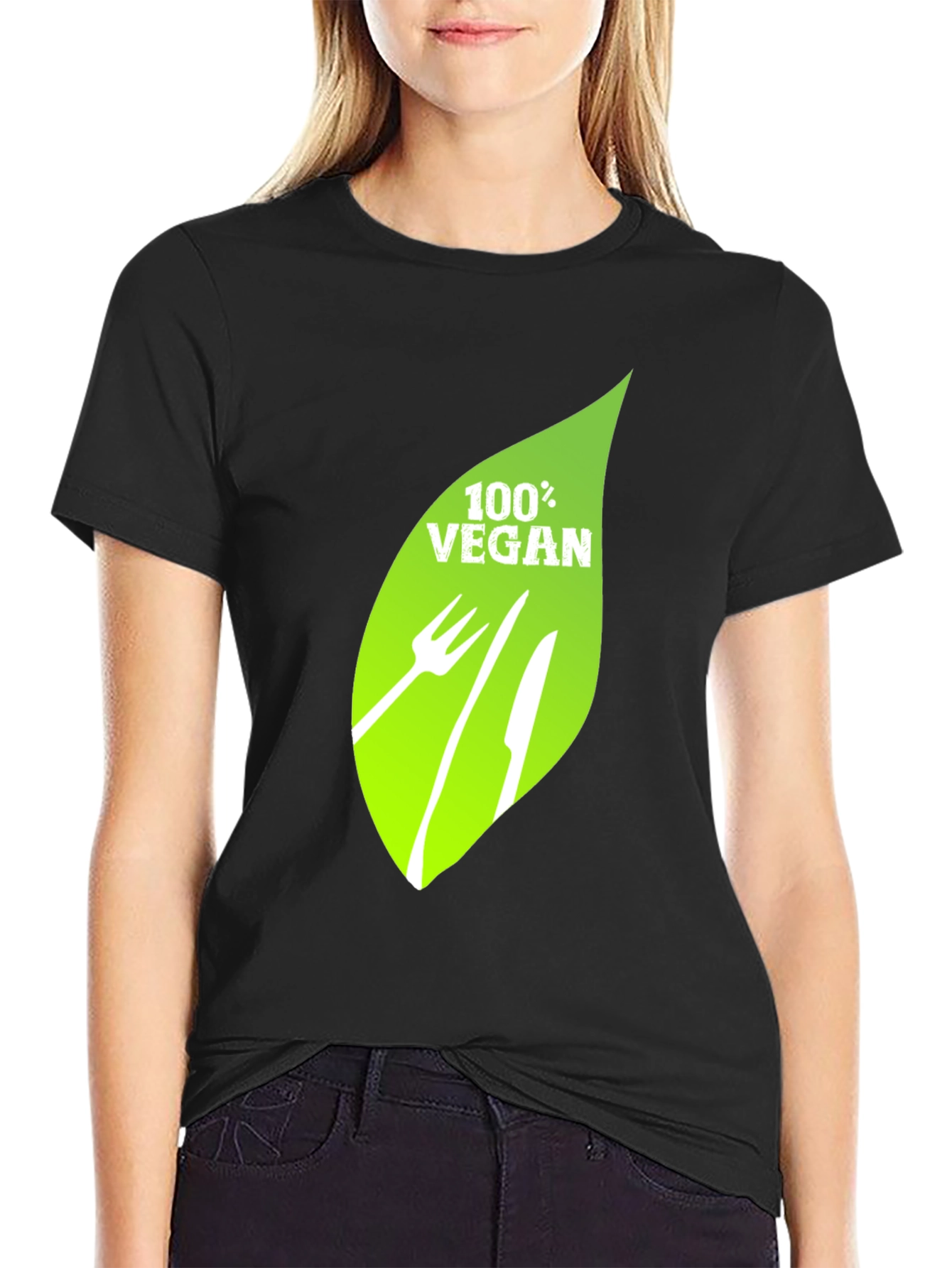 Vegan T-Shirt - 100% Vegan Leaf Graphic Tee