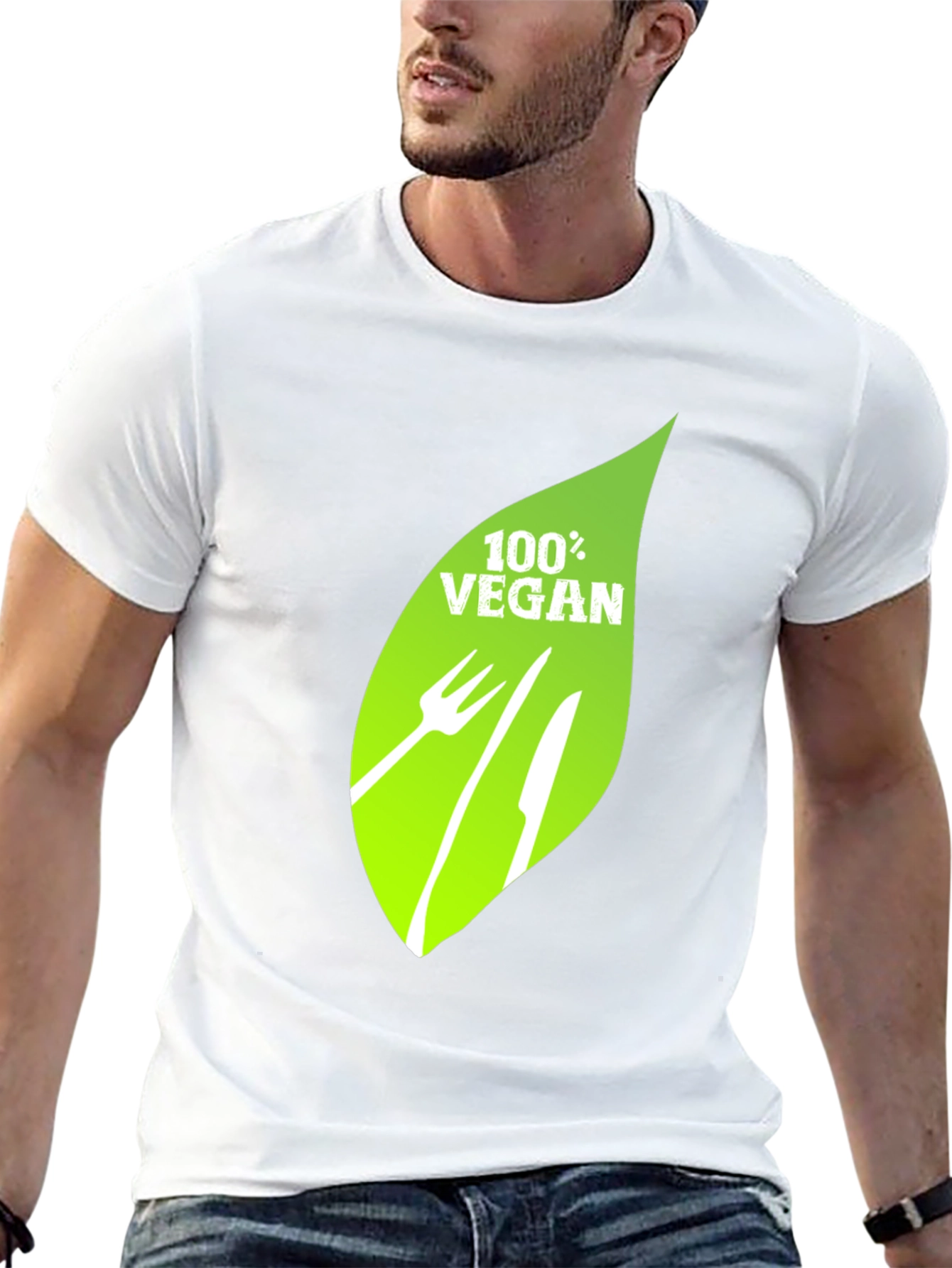 Vegan T-Shirt - 100% Vegan Leaf Graphic Tee