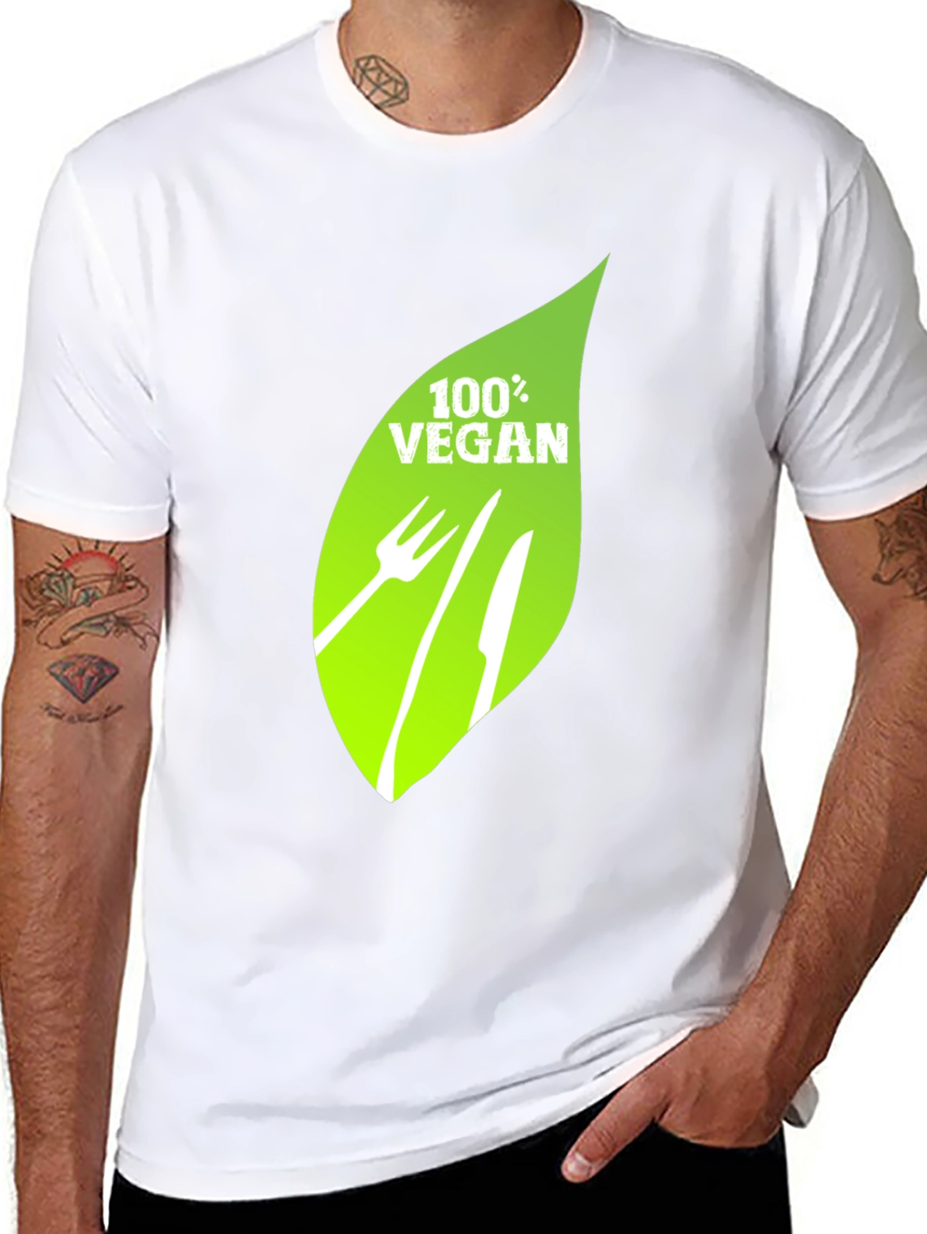 Vegan T-Shirt - 100% Vegan Leaf Graphic Tee